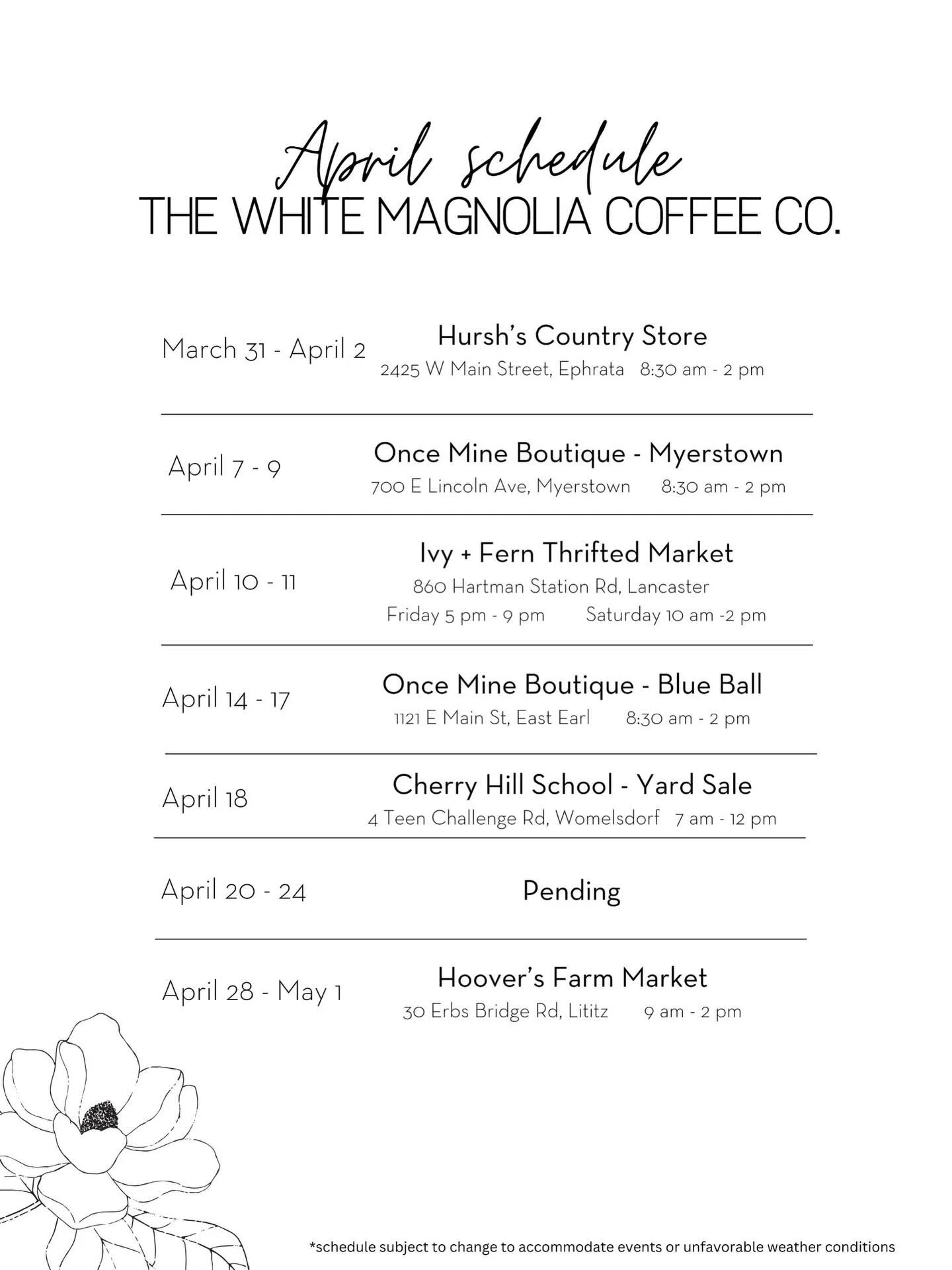 The trailer schedule for April!