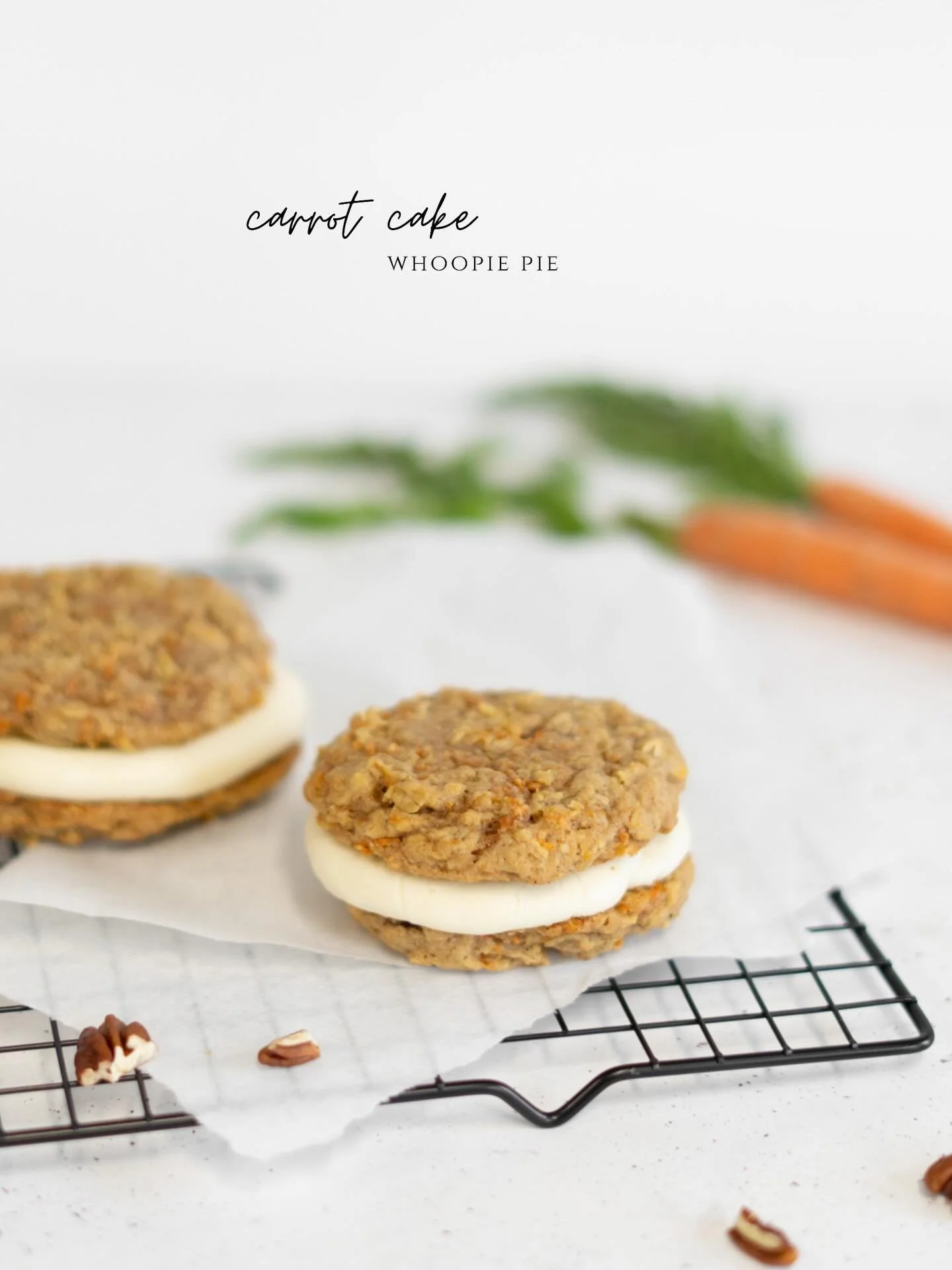 Everything you love about carrot cake, just in a smaller treat&mdash;two soft, moist carrot cake cookies with a thick layer of cream cheese frosting sandwiched in between.