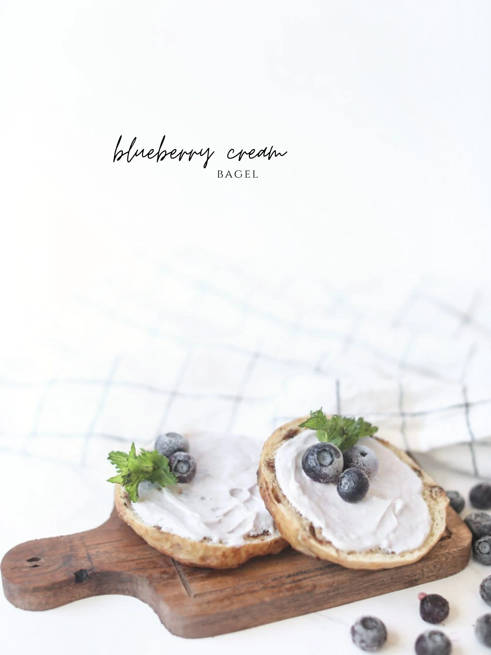 Start your morning on a sweet note with a soft chocolate chip bagel topped with lightly sweetened whipped blueberry cream cheese. Finished with fresh blueberries and a sprig of mint, it&rsquo;s like a chocolate-covered blueberry in bagel form.