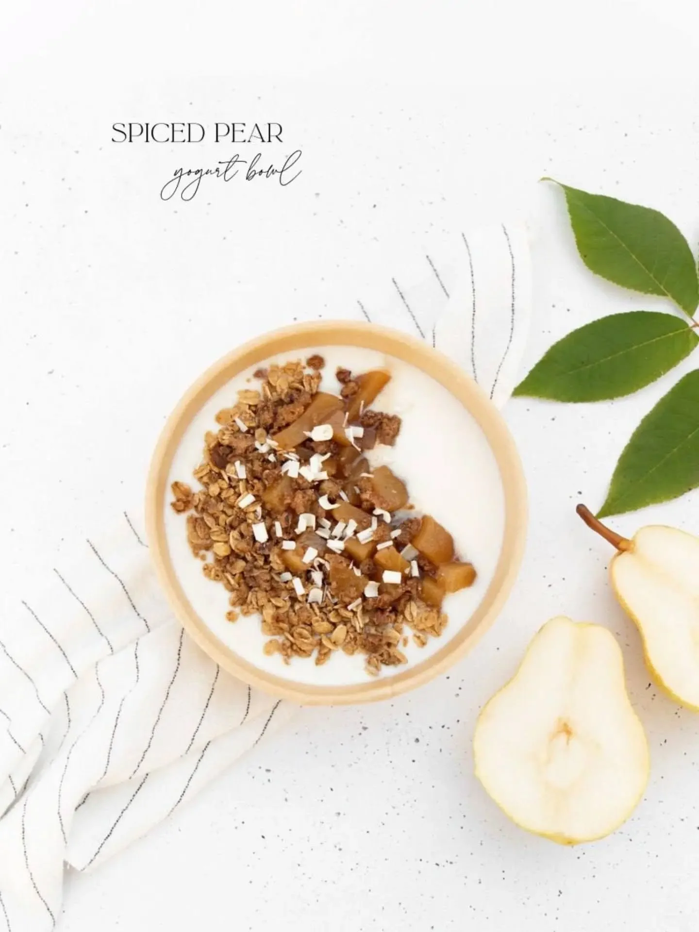 Layers of creamy vanilla yogurt, golden maple granola, and gently spiced pears come together in the Spiced Pear Yogurt Bowl. It&rsquo;s light, wholesome, and full of cozy fall flavor &mdash; the perfect kind of seasonal breakfast.