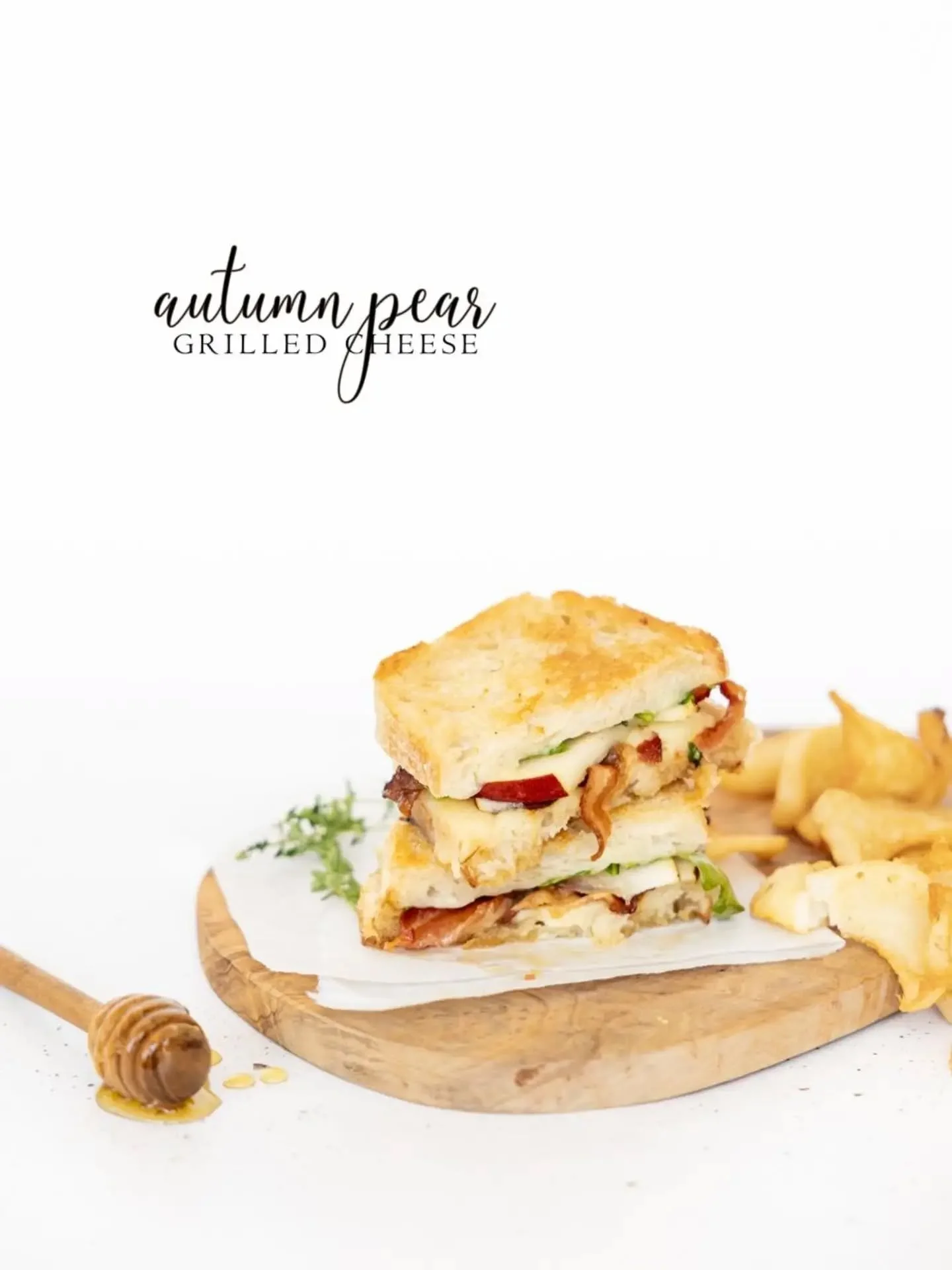 Introducing your new favorite, Autumn Pear grilled cheese.
Crispy Bacon, double layered with Havarti Cheese, thinly sliced Pears, a drizzle of Honey, grilled to perfection in fresh sourdough bread, till the cheese is melting out the sides, and you&rs