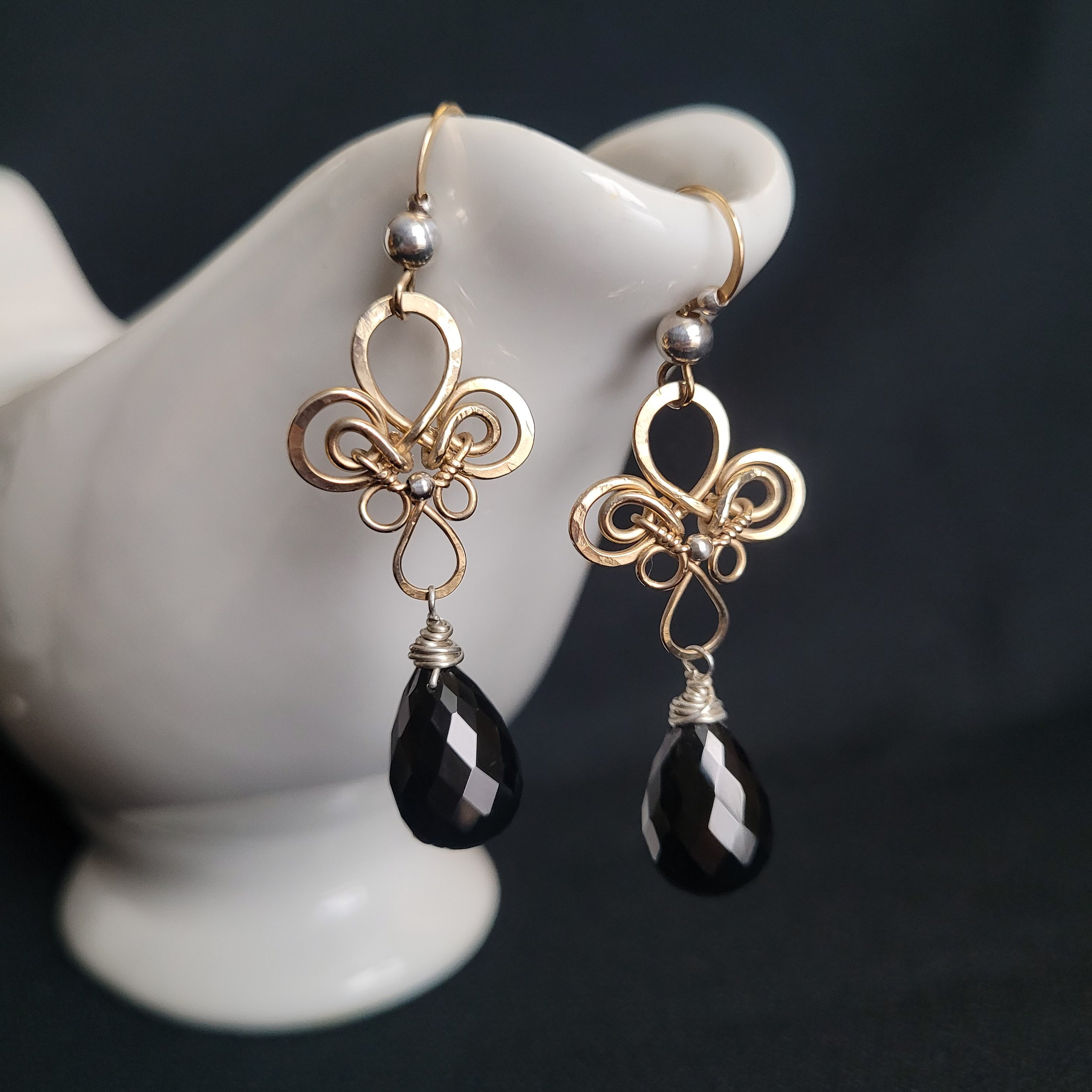 14K Gold Filled Black Spinel Earrings