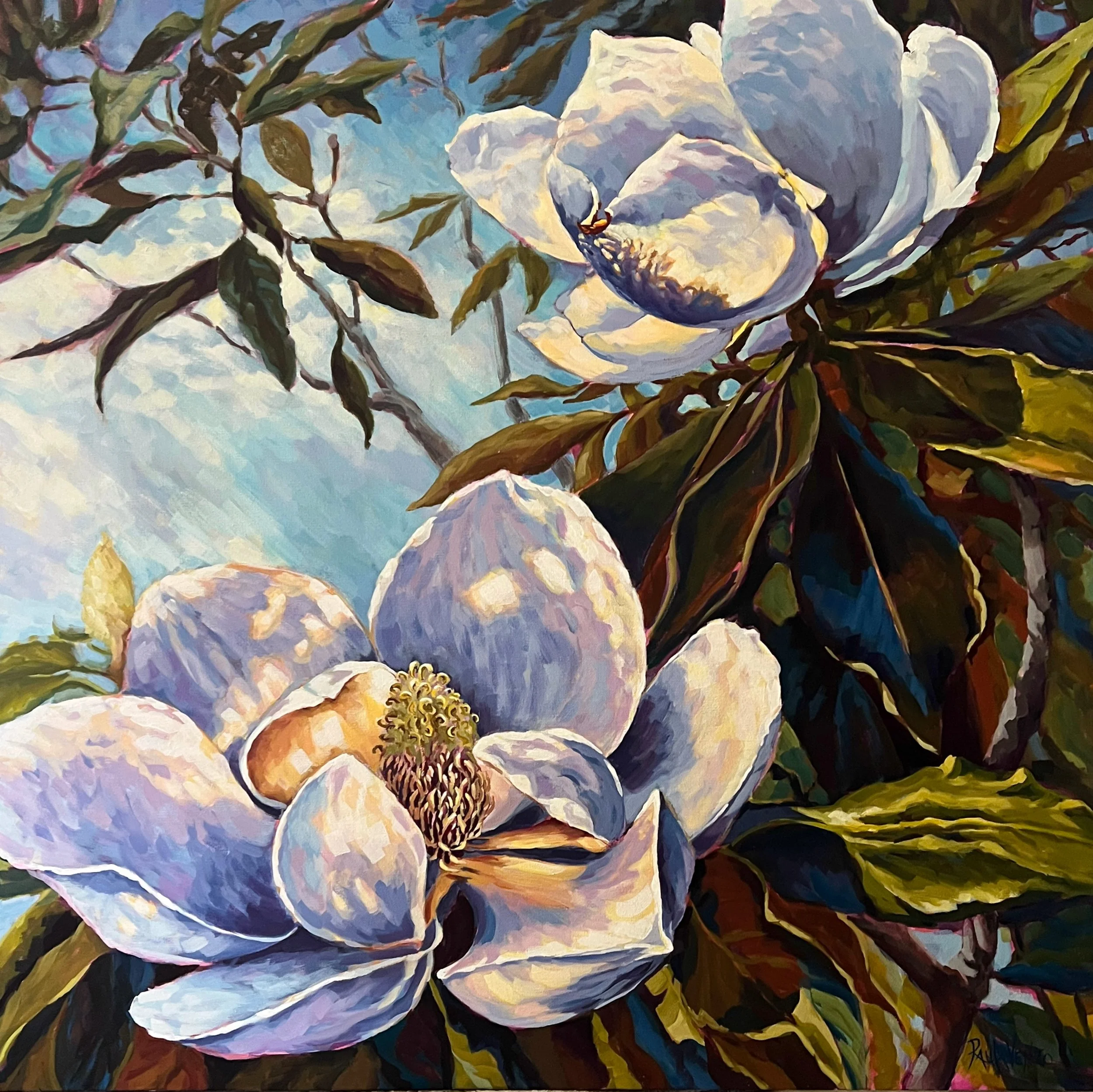Illumined Magnolias (36" x 36")