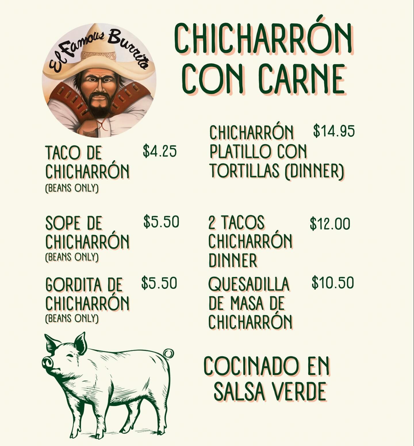 Try our latest dishes with chicharron! Many options for you to choose from and all under $14.95