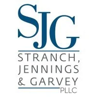 A logo which says in blod letters "SJG" followed by the firm name "Stranch, Jennings, and Garvey PLLC"
