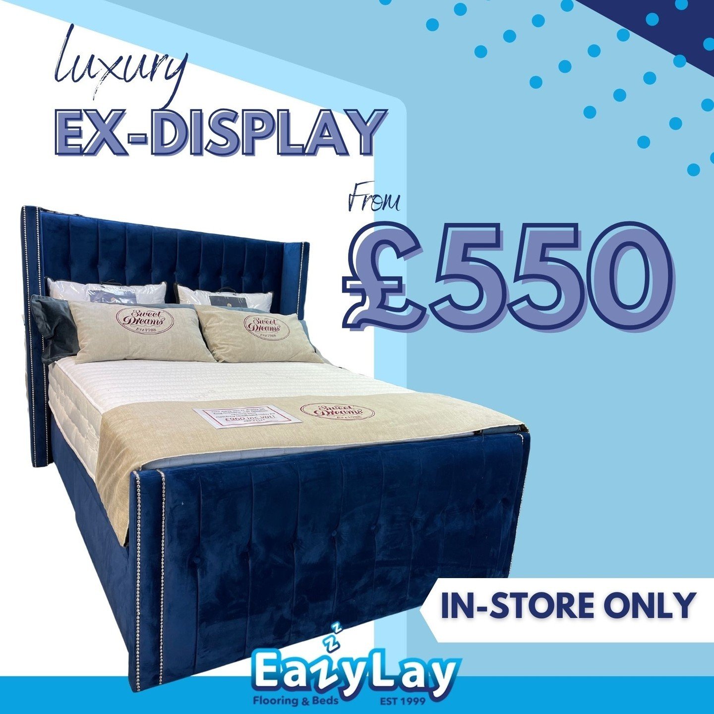 💤✨ Sweet dreams await with our ex-display beds! Enjoy massive discounts with prices starting from just &pound;550. Hurry in-store while stocks last! #BedSale #Discounts #SleepWell