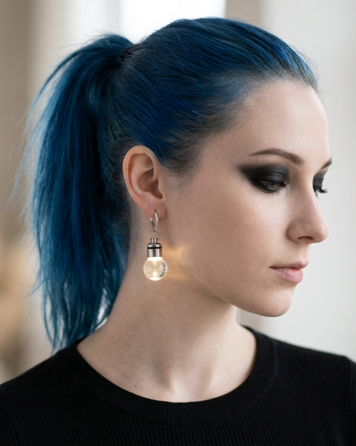 Steampunk Edison Bulb Lamp Earrings | Unique LED light up jewellery