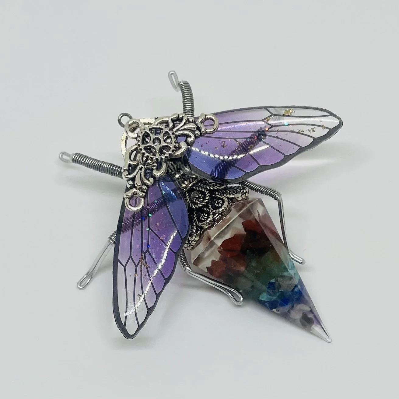 Rainbow Crystal Bee Brooch | Steampunk Resin Filigree Jewellery Wearable Art Gift