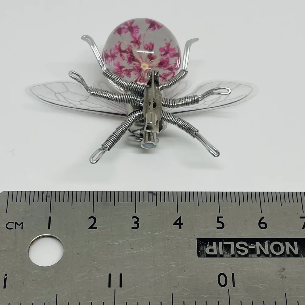 Steampunk Light Up Bee Brooch | Clockwork Pink Flower Pin | Sakura