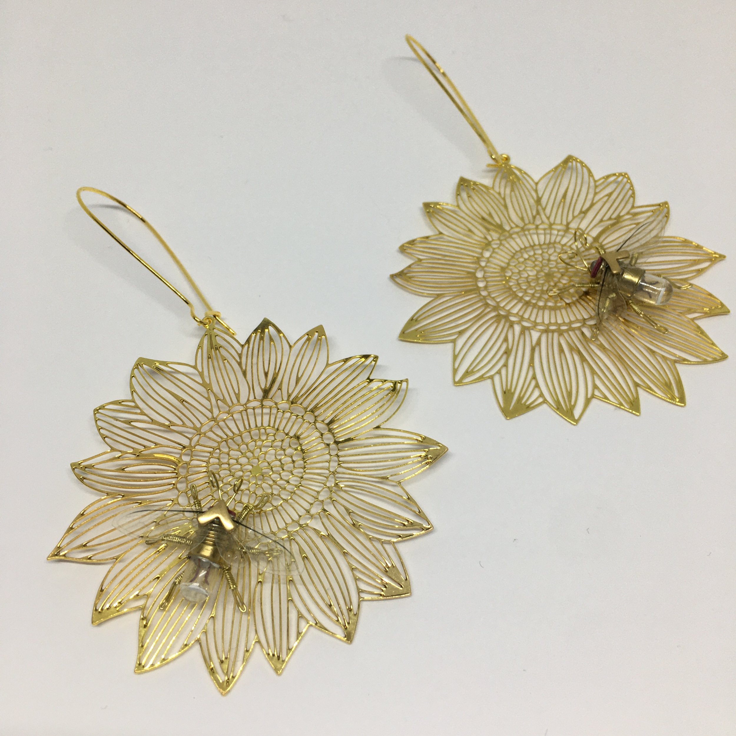 Bee On Sunflower Earrings