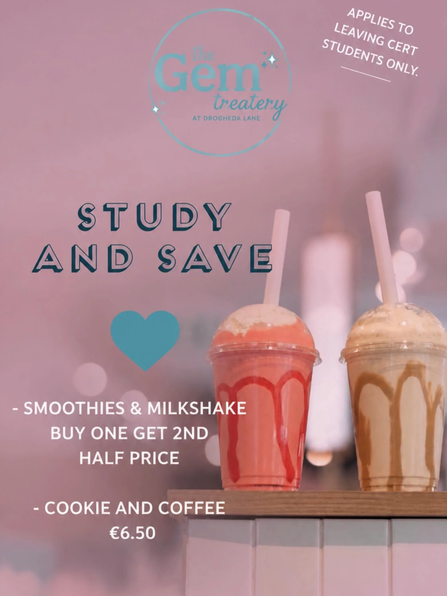 Our new limited time study &amp; save deal is available from the 3rd-26th of June.  Exclusively for Leaving Cert students.

Best of luck in the exams and we can&rsquo;t wait to give you all a kick start!! 🧋🍪🍓