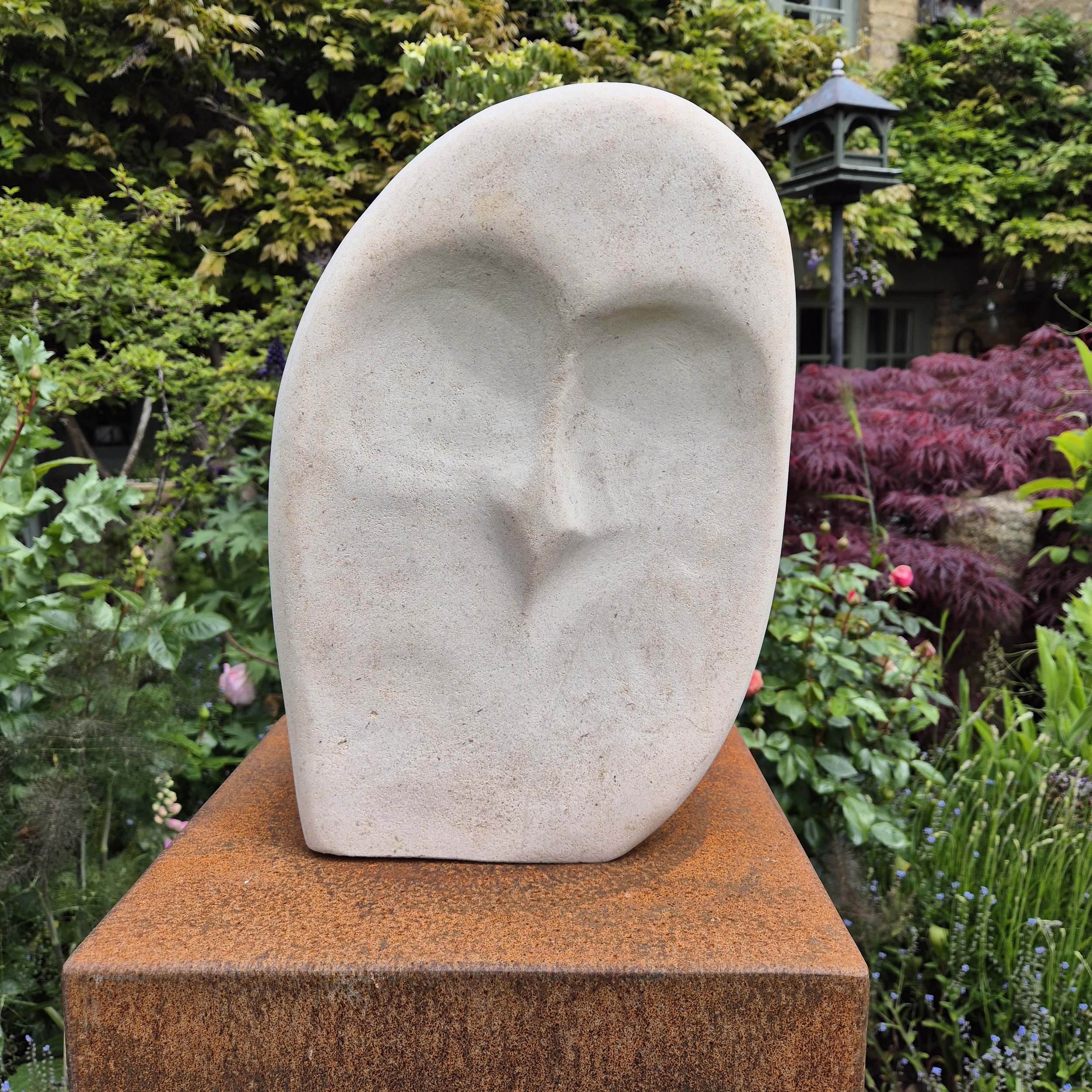 Leaning Owl, Ancaster hard white limestone. £400