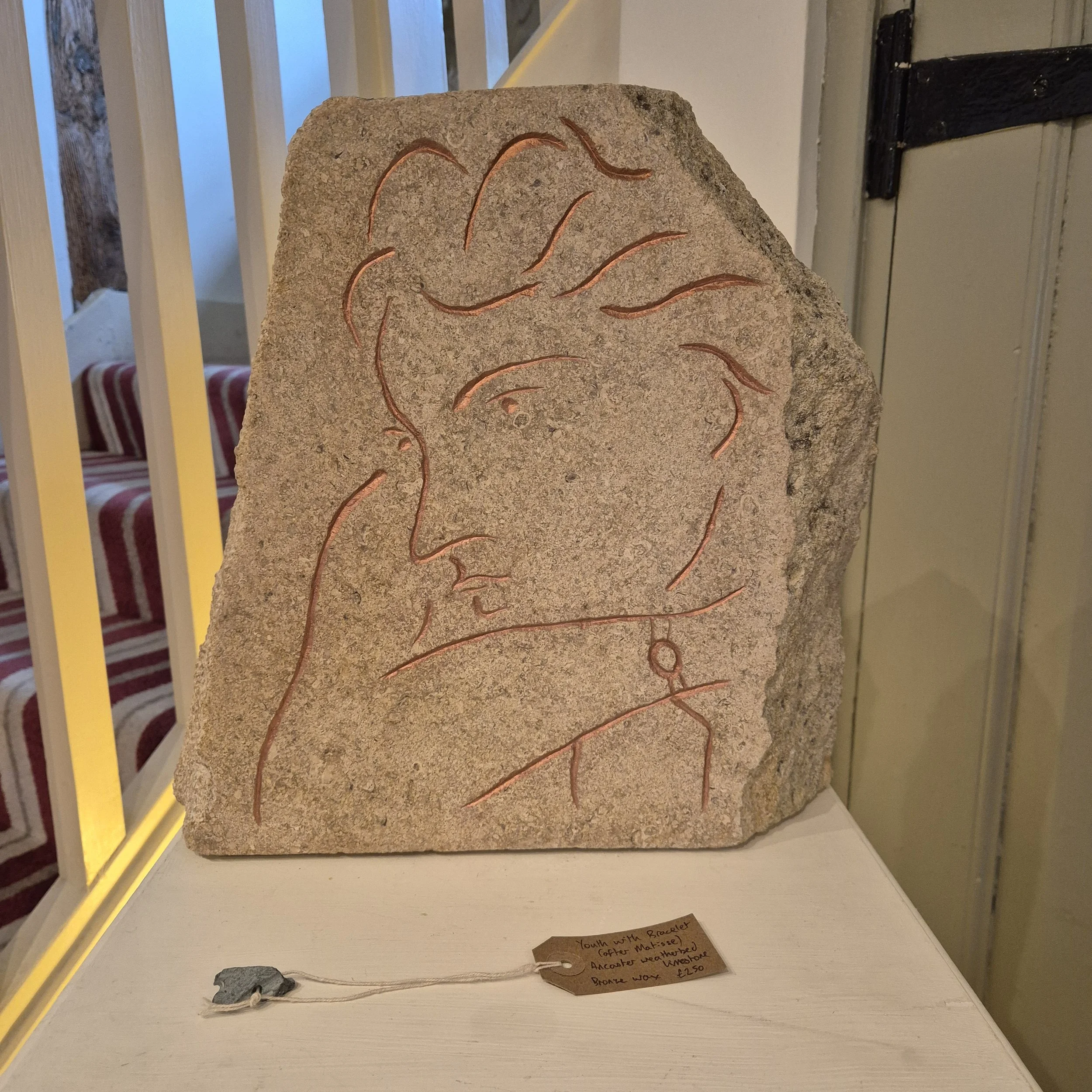Bronze Lady with Bracelet (after Matisse), Ancaster weatherbed limestone, bronze wax. £250