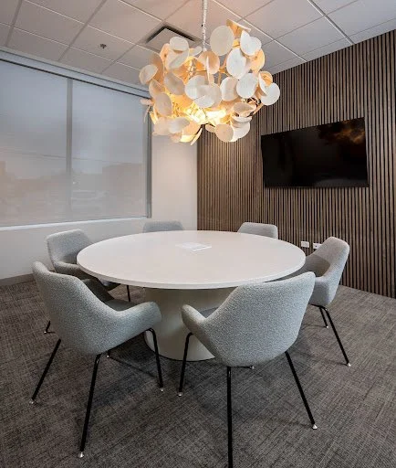 Custom champaign finish circular conference table