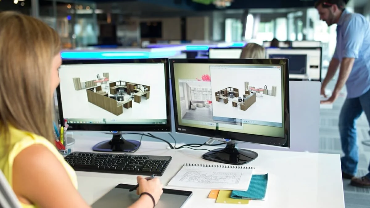 INTERIOR DESIGNER - WORKING IN CAD with office mockup