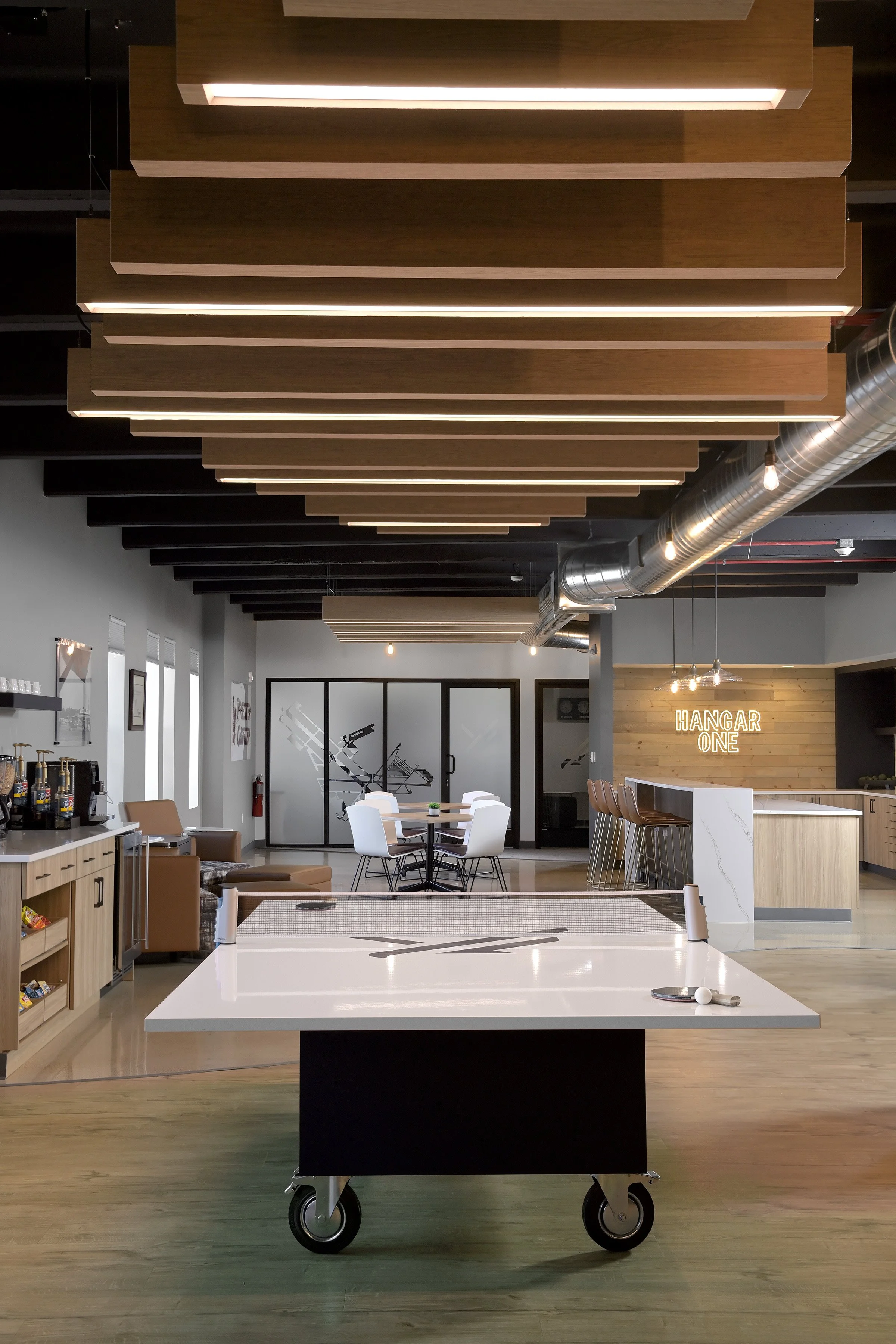 intricate acoustic ceiling installation