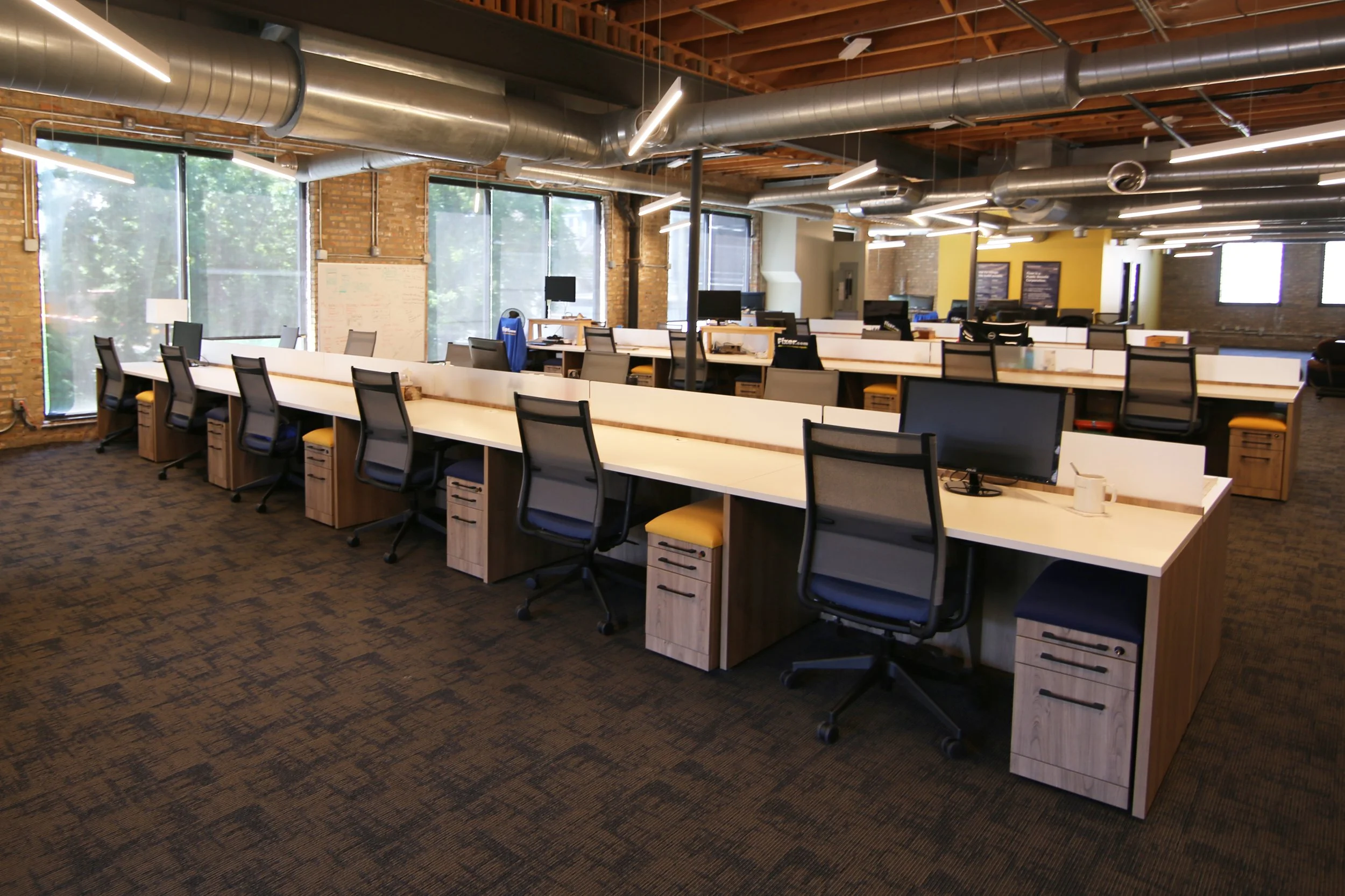 Open office low divider linear workstations