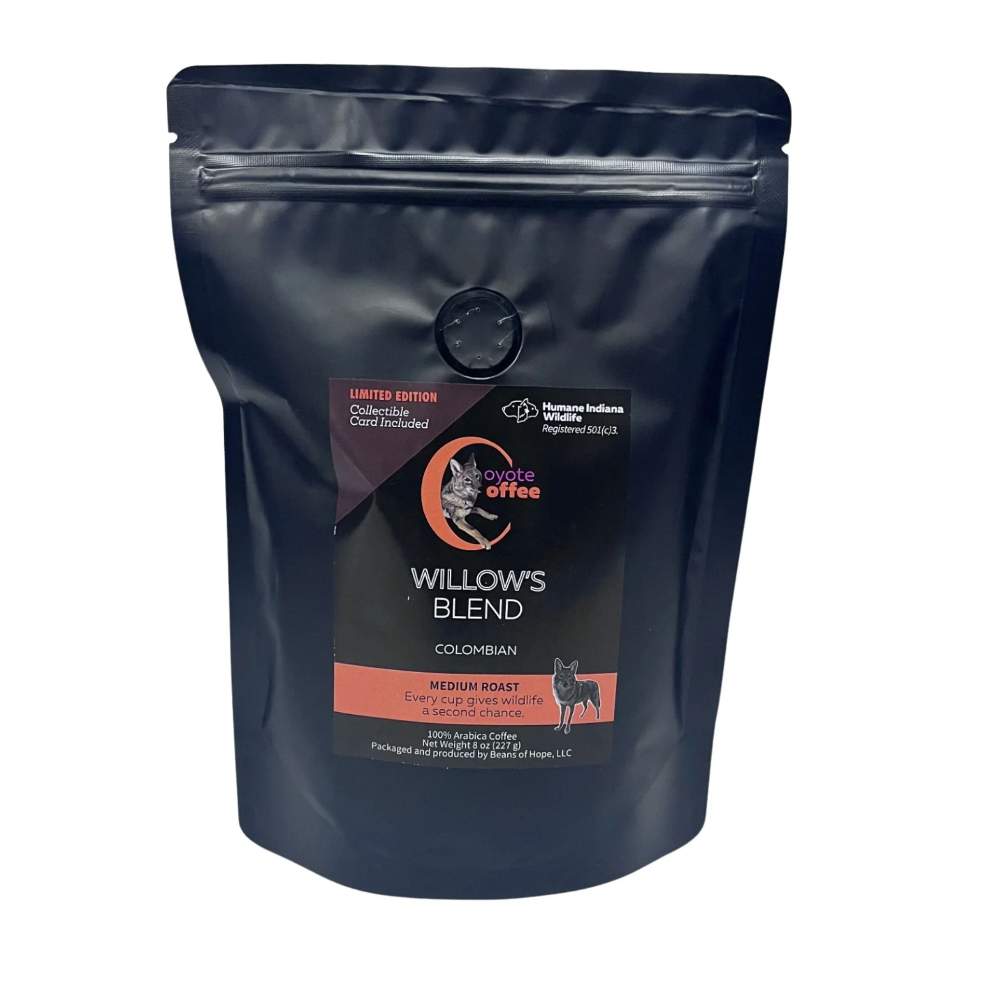 Coyote Coffee: Willow's Blend, Premium Small-Batch Medium Roast Colombian Ground Coffee - 8 oz.
