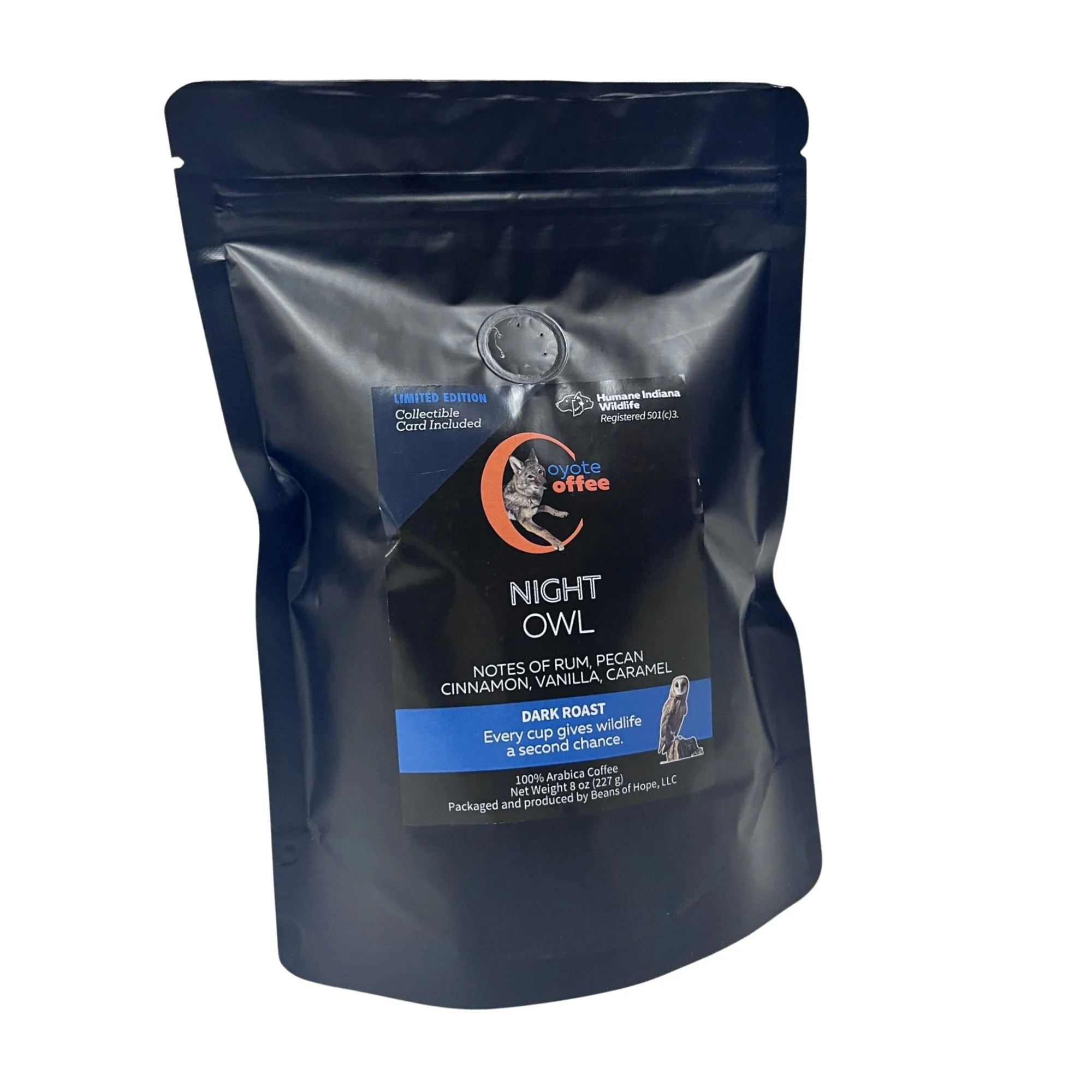 Coyote Coffee: Night Owl, Premium Small-Batch Dark Roast Flavored Ground Coffee - 8 oz.