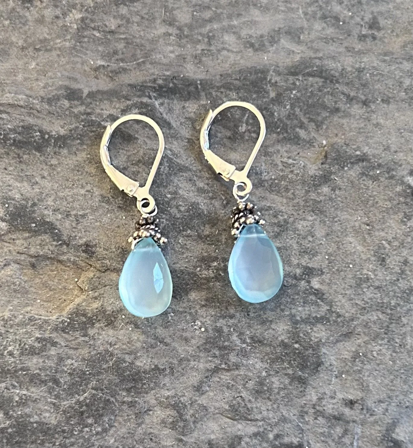 Earrings- Sterling silver, chalcedony