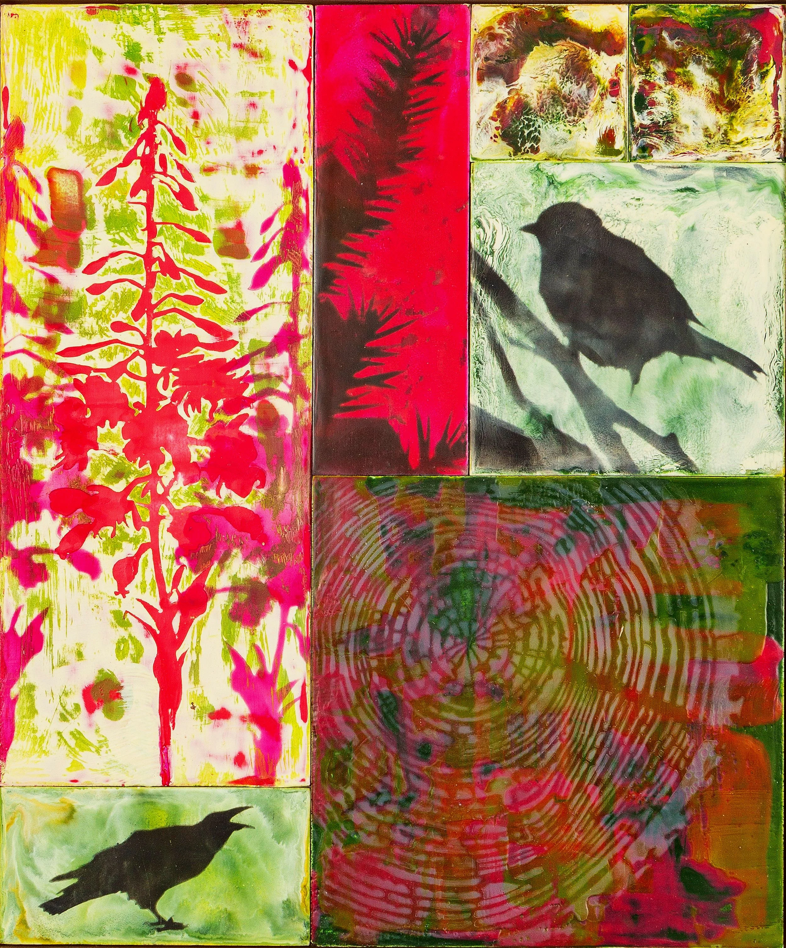 Fireweed, Raven, Sparrow, 18” x 15” (SOLD)