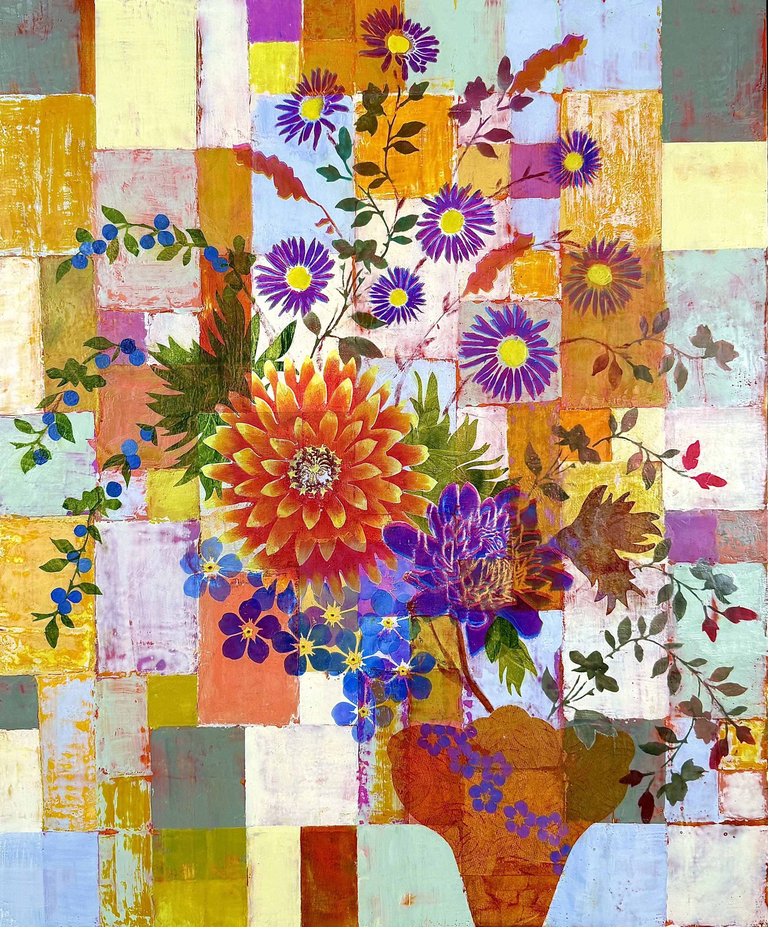 Wildflowers Don't Care Where They Grow, 2026
Encaustic, pastel, handmade waxed paper on wood panel, 36 x 30 inches