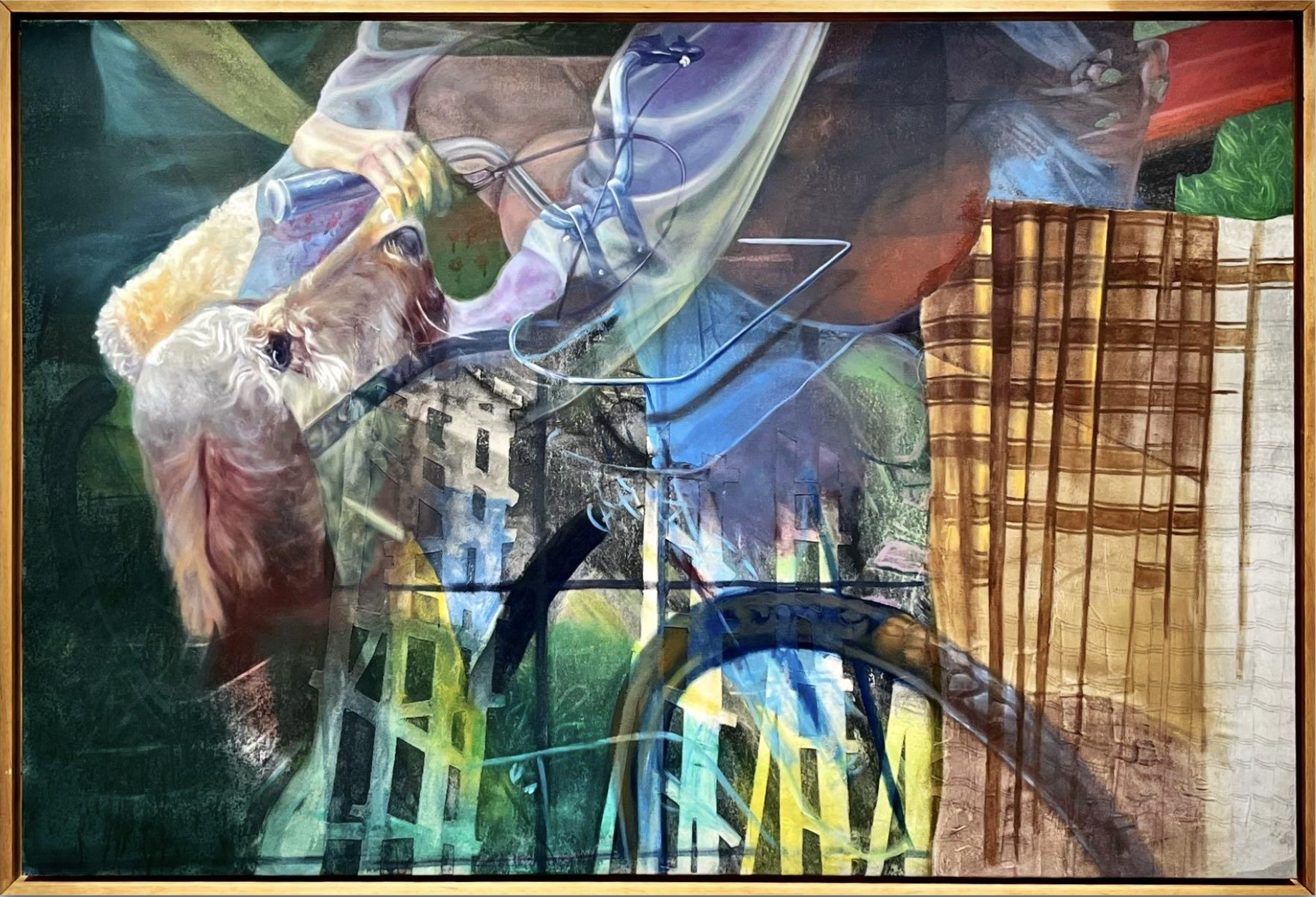 "Year One", Oil, charcoal, acrylic gel medium, and linen on canvas, 70" x 55"