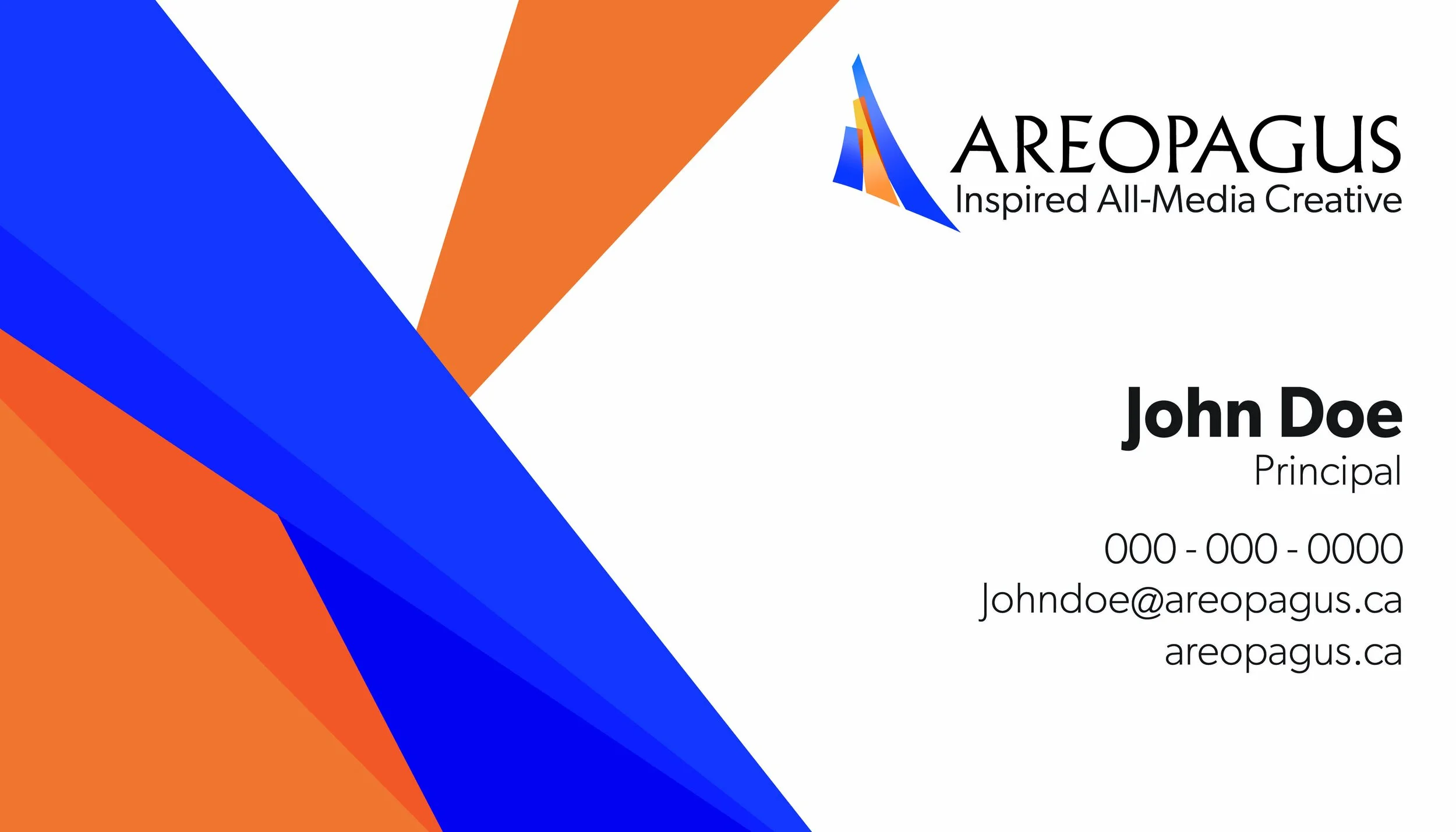 The business card I designed using the Areopagus Logo as a reference. They ended up using these to give out to future clients. 