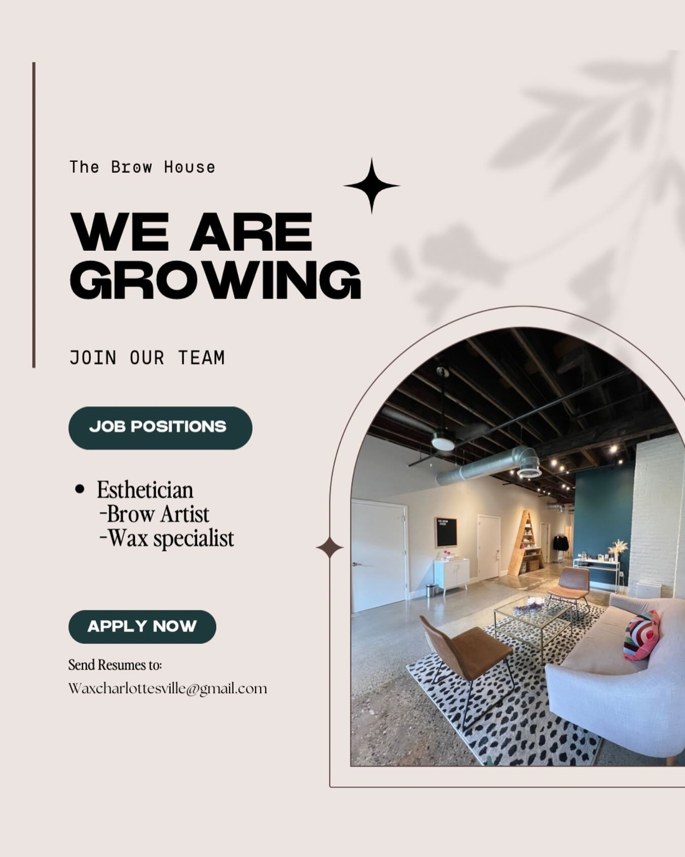 Join our beauty team!✨

We are looking for licensed estheticians to join us! If you are ready to sharpen your skills and take your career to the next level, we would love to chat!
&bull;
Please send your resume to waxchatlottesville@gmail.com or foll