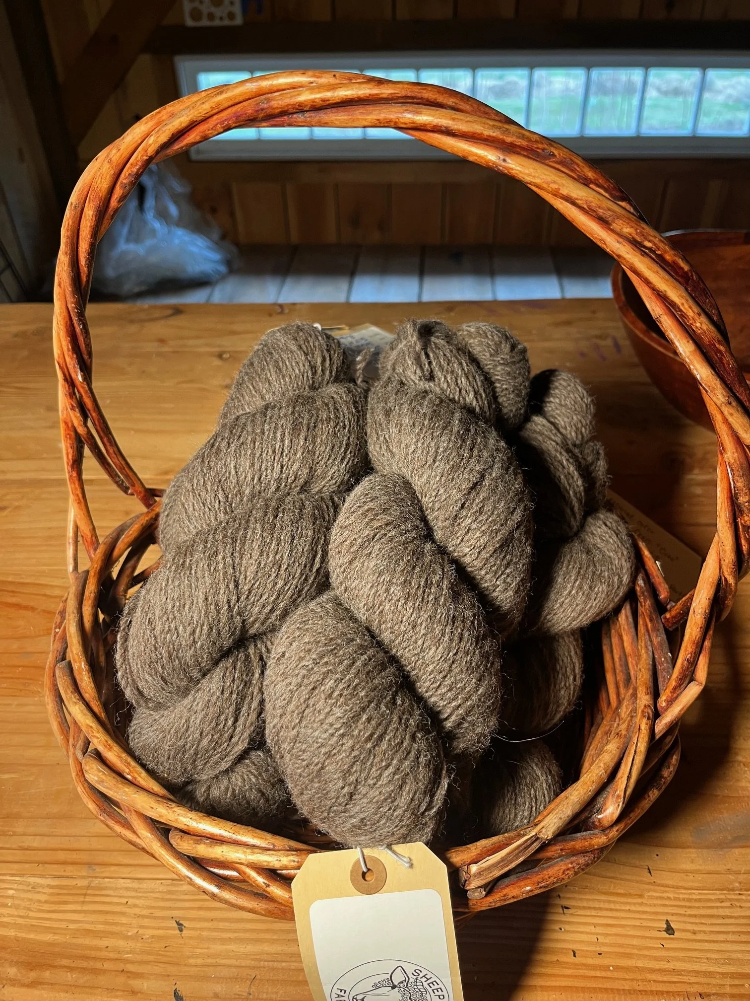 Worsted weight Romney cross yarn, medium brown, 4 oz.