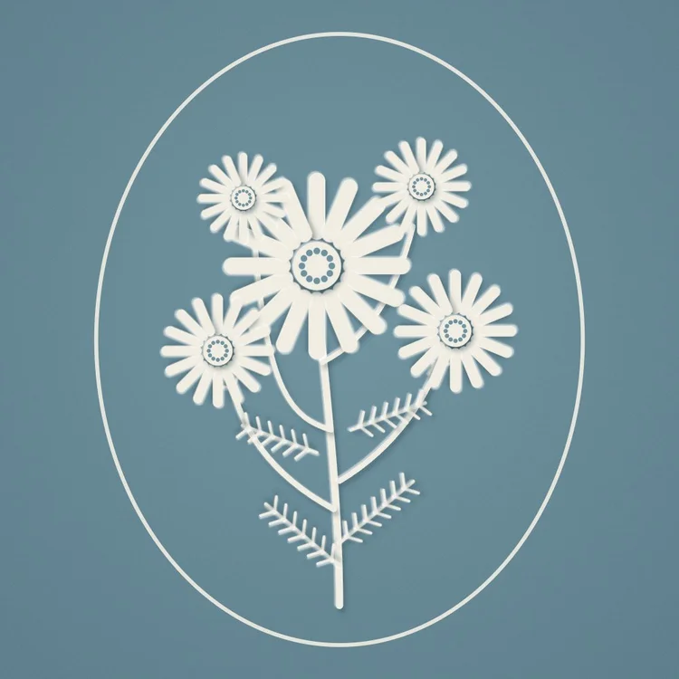 Chamomile cut-paper tile