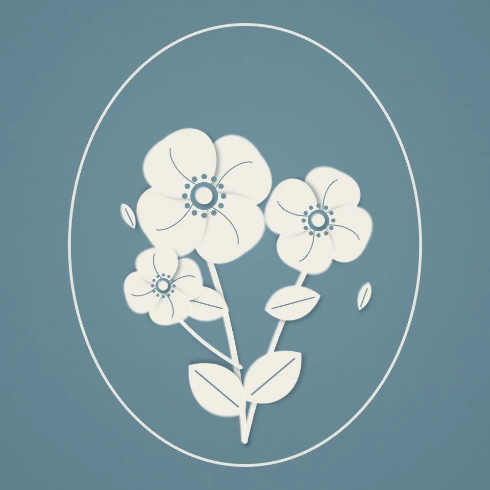 Restorative Session, organic facial and bodywork at Scheal Organics spa, Franklin TN, cut-paper botanical illustration