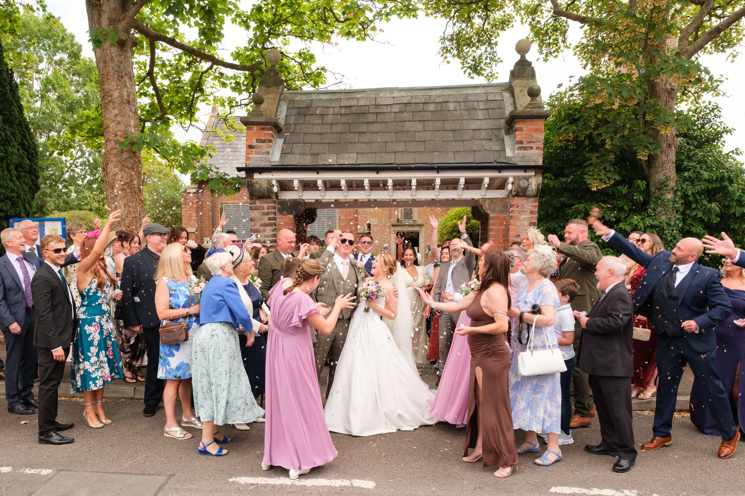 Cheshire Wedding confetti photographed by L Warwick Photography