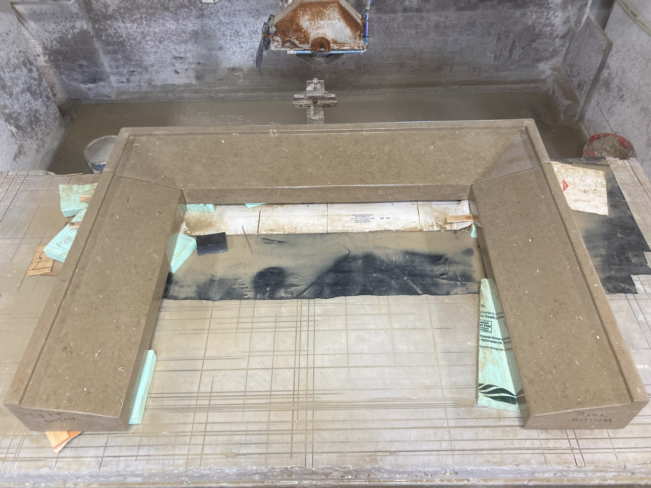 Portuguese limestone fireplace surround, before installation