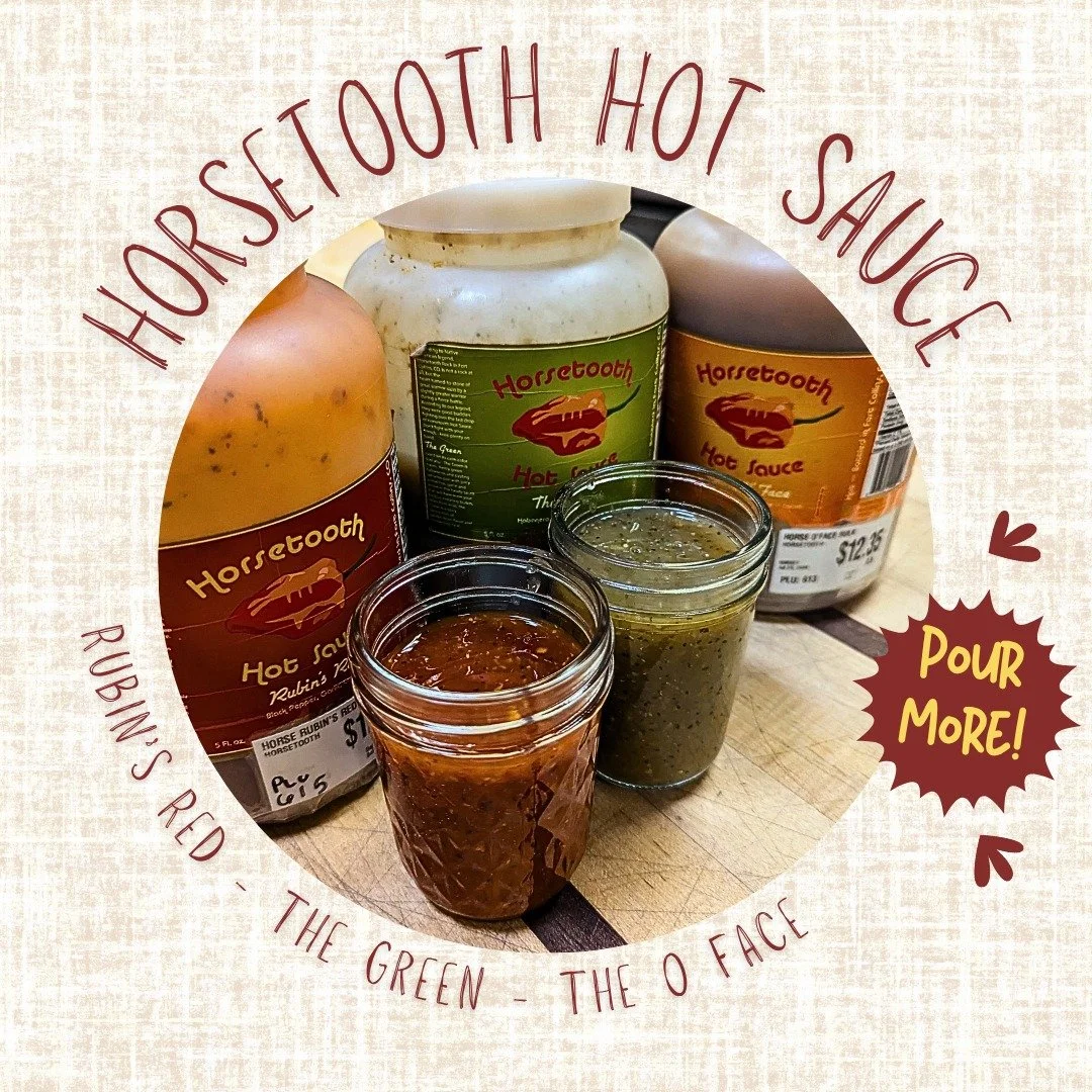 🎊 Friday Features!
Turn Up the Heat ~
@horsetoothhotsauce is a family-owned company in Fort Collins crafting bold hot sauces, BBQ sauces, and Bloody Mary mixes. John and Michael Ann Comeau lead the charge against bland fare, and now three of their