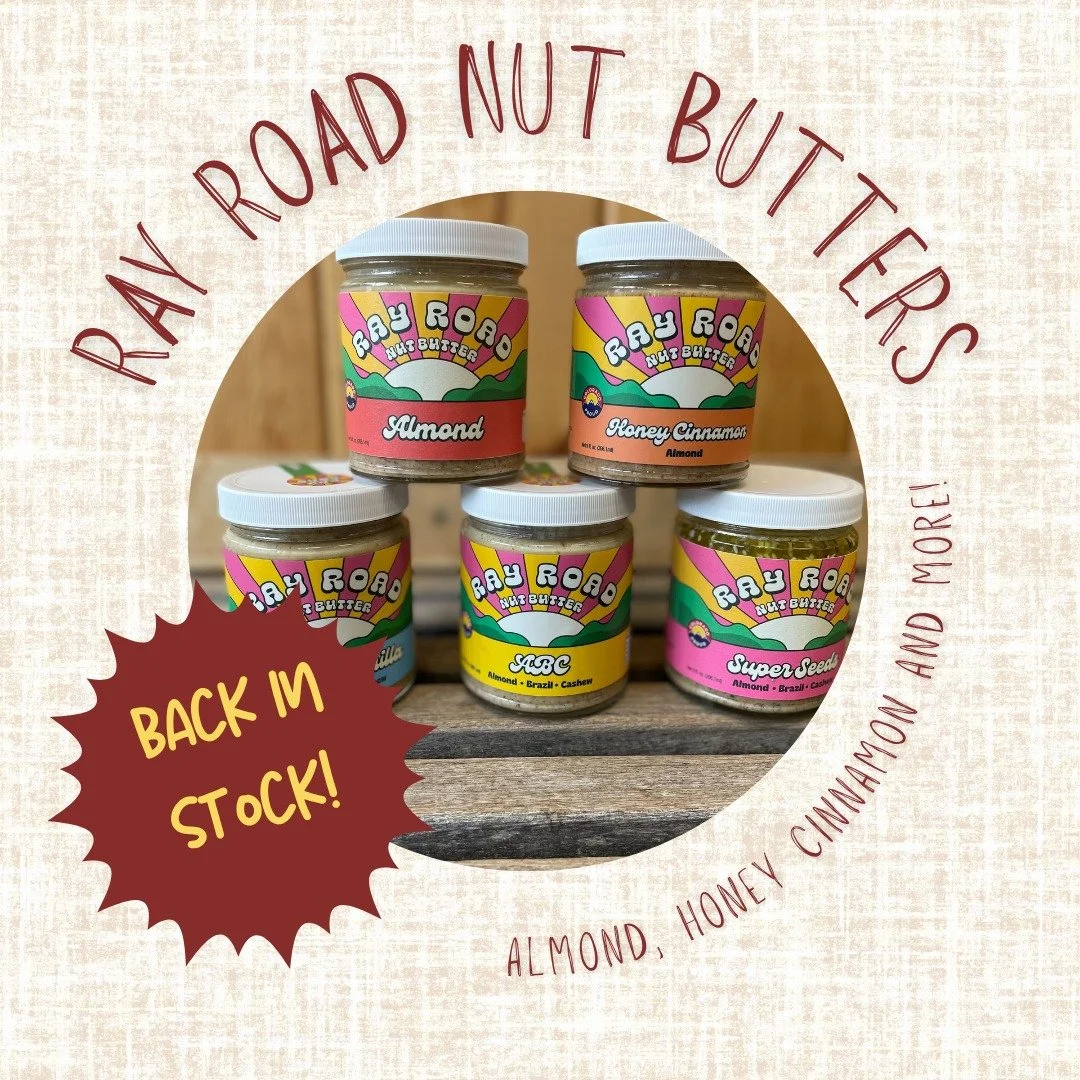 π Friday Features! This weekend, come see us and check out some of these awesome products. @rayroad_nutbutter is back in stock and ready to support all your nutty adventures! Organic ingredients, fun flavors and locally owned...what could be better?