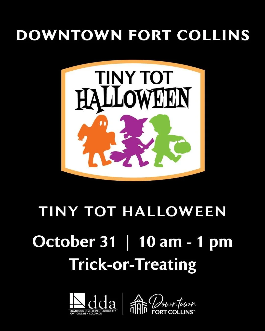 🎃 Another fun activity for Halloween! We are participating in Tiny Tot Halloween, Oct 31st from 10AM - 1PM in downtown Fort Collins. We can't wait to see you and all the amazing costumes! 👻🥷🤖👮&zwj;♀️👨&zwj;🍳🧙&zwj;♀️🧚&zwj;♂️

#fortcollins #hal