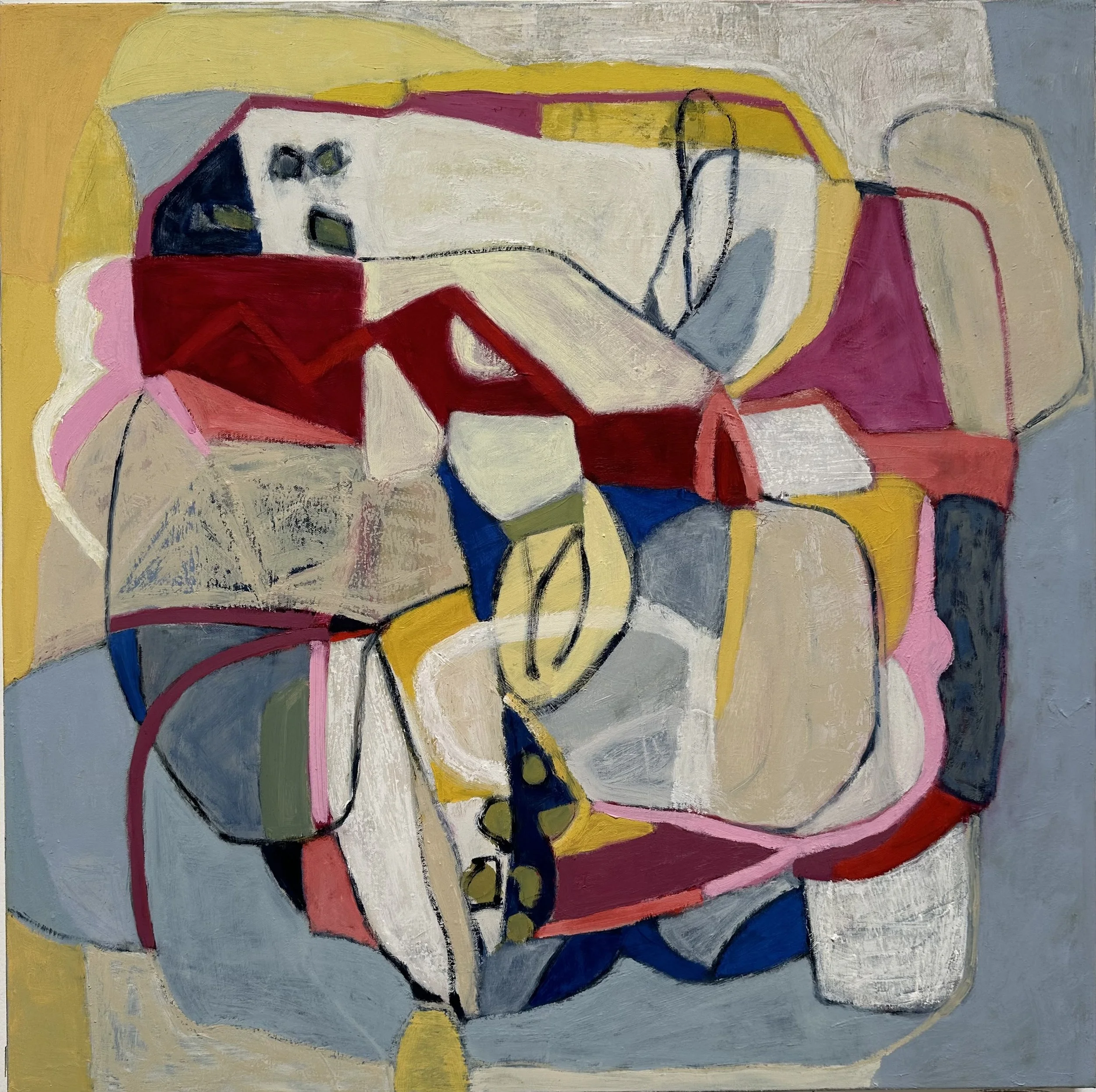 EARLY BLOOM #1; Oil/pigment stick on canvas; 30x30 inches.