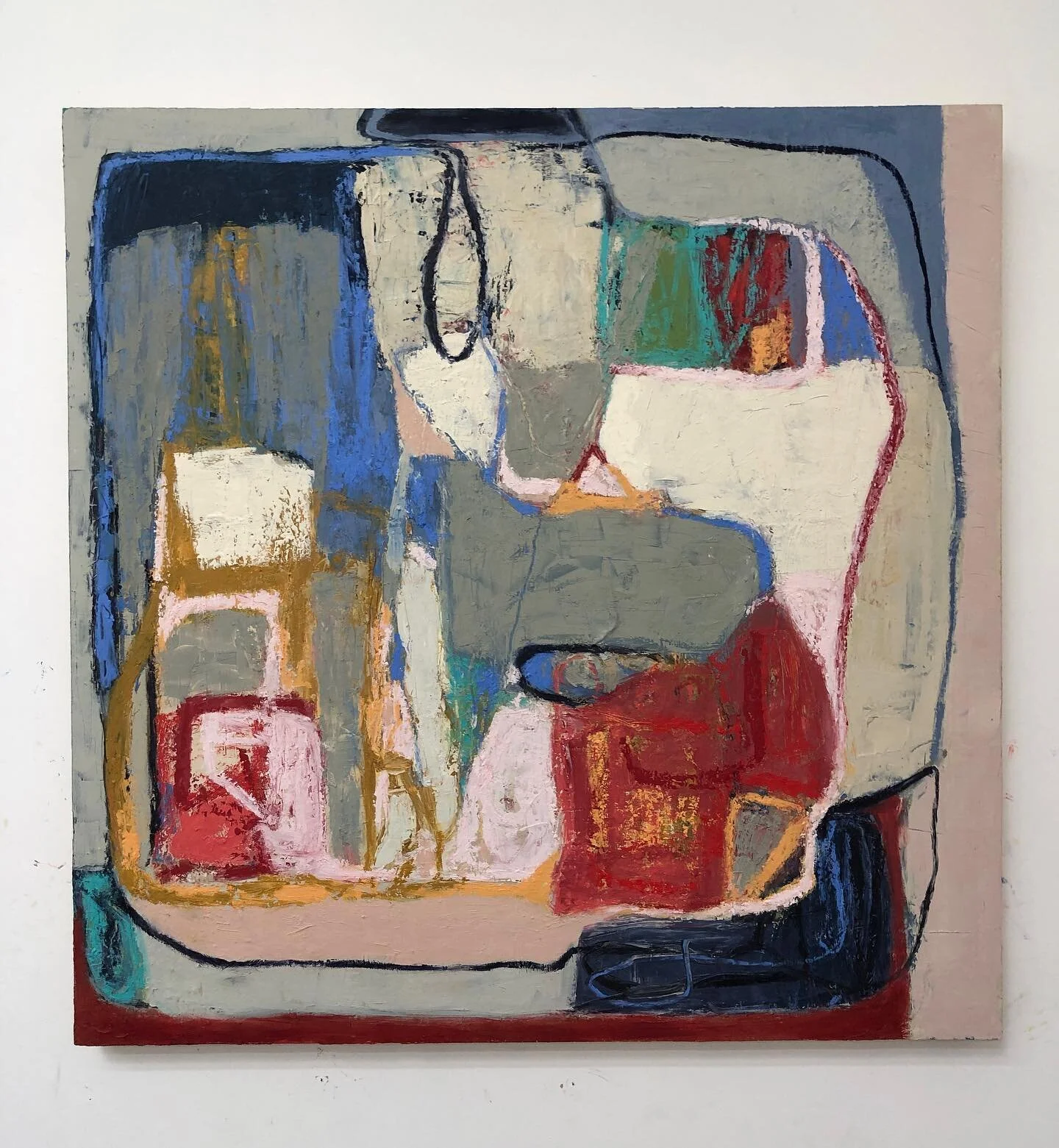 Oil &amp; pigment stick on panel.  30 x 30.