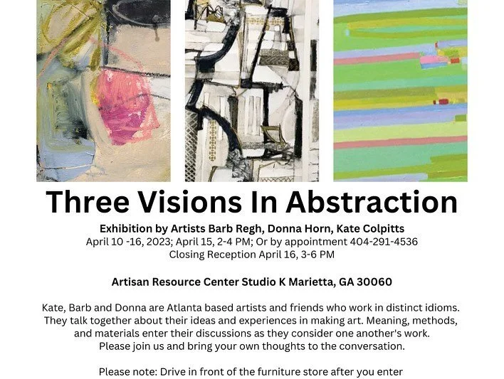 Today&rsquo;s the day!  Reception today from 3 to 6 pm at The Artisan Resource center; 585 Cobb Parkway SE, Marietta.  In Studio K.  Drive past the furniture store and turn right, following the drive towards the back of the complex. Plenty of parking