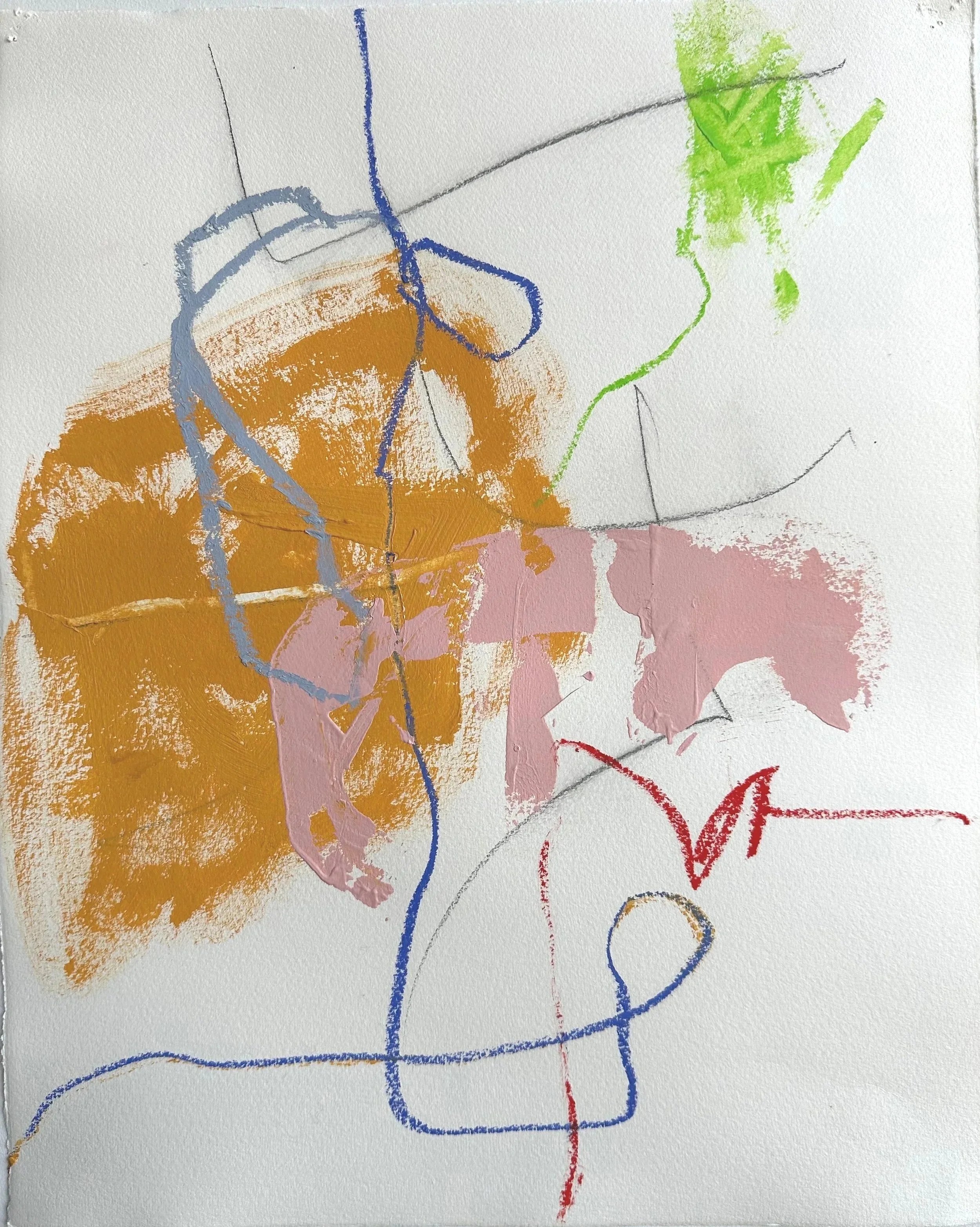 HCP Drawing #4  
Acrylic, pencil, oil pastel, oil stick on printmaking paper;  
19" x 15"