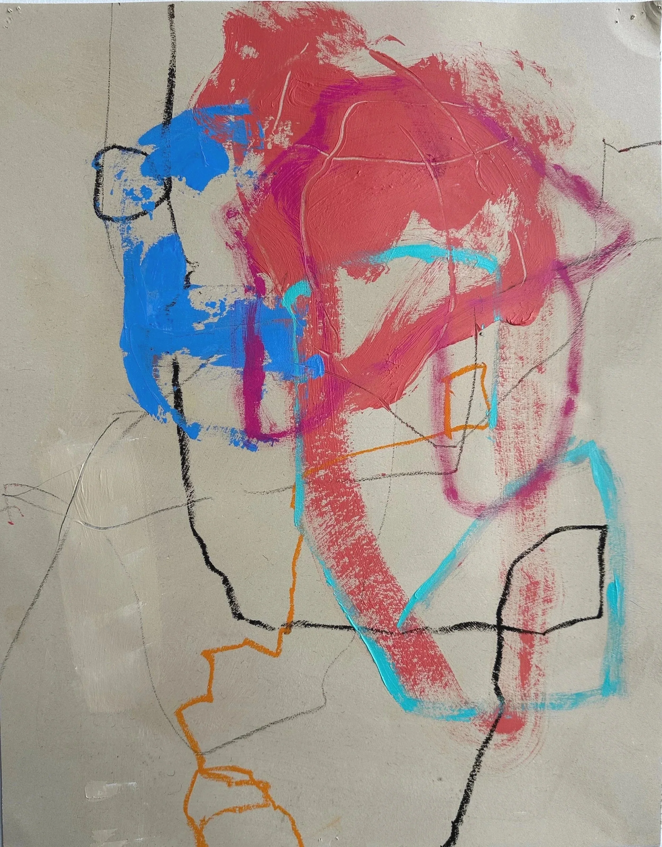 TP Drawing #1
Acrylic, paint stick, pencil, oil pastel on 100% cotton paper
22" x 17"