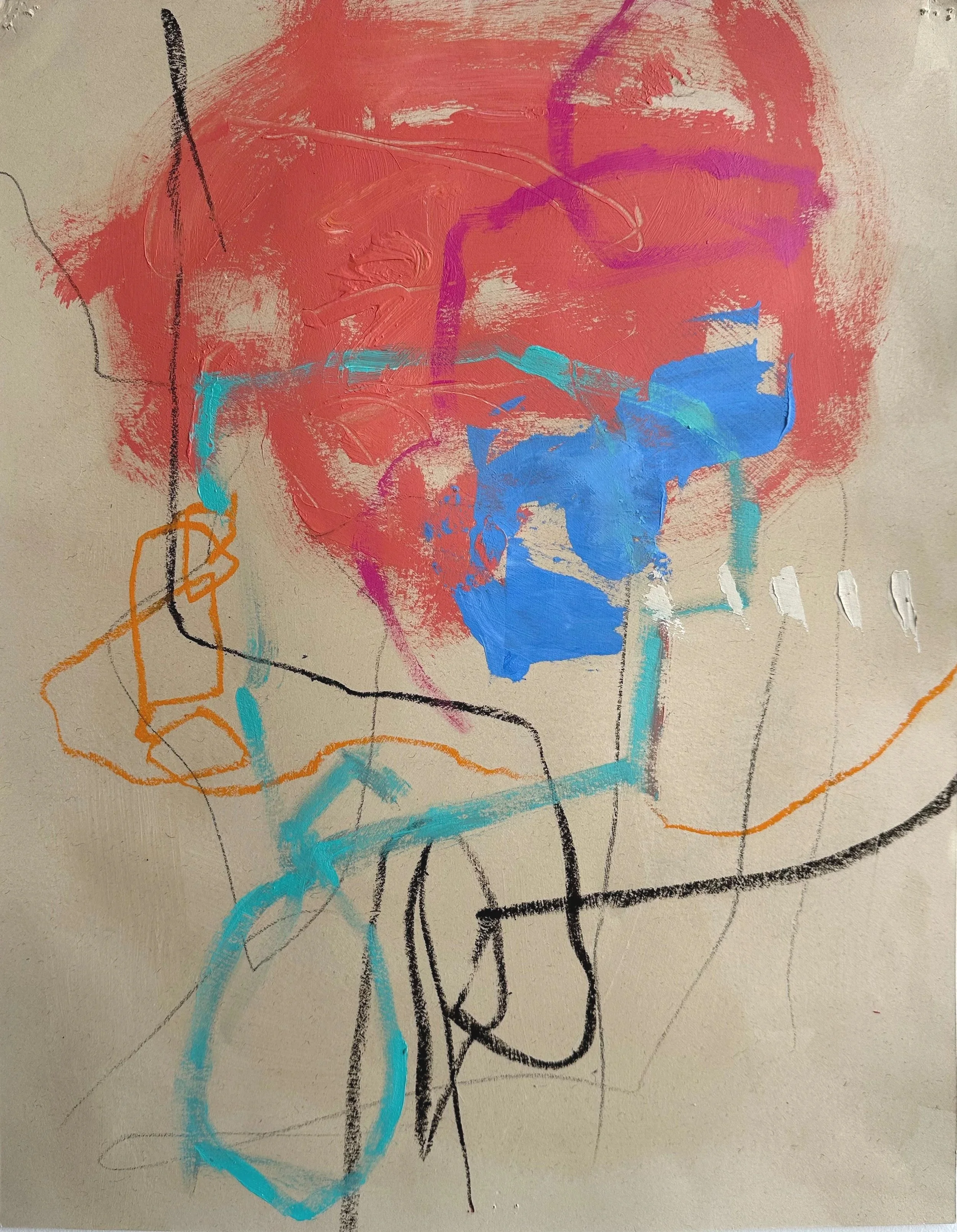 TP Drawing #2
Acrylic, paint stick, pencil, oil pastel on 100% cotton paper
22" x 17"