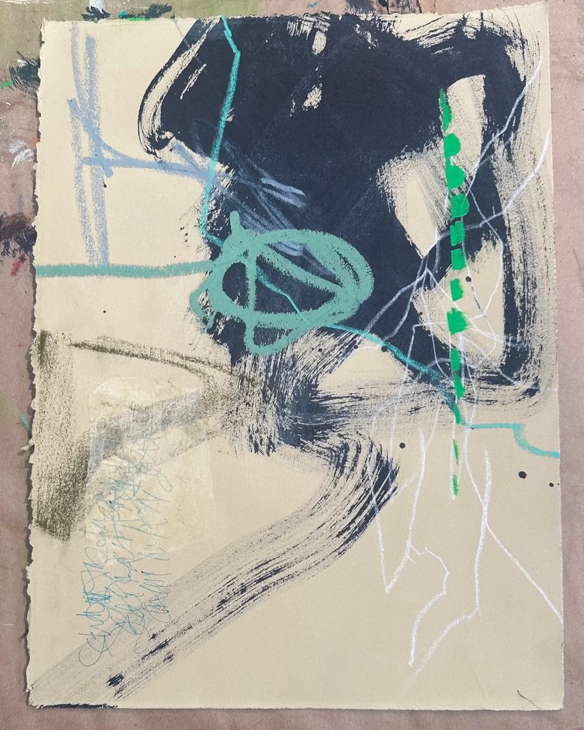 Drawing series;  mixed media on Rives; 15 x 11&rdquo;