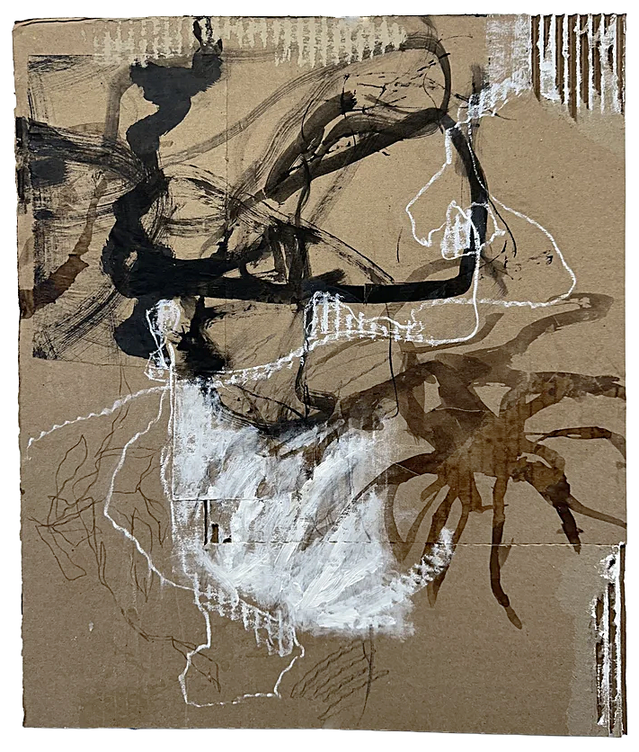 MMoC#5
Ink, oil pastel, pencil on cardboard
14" x 11"