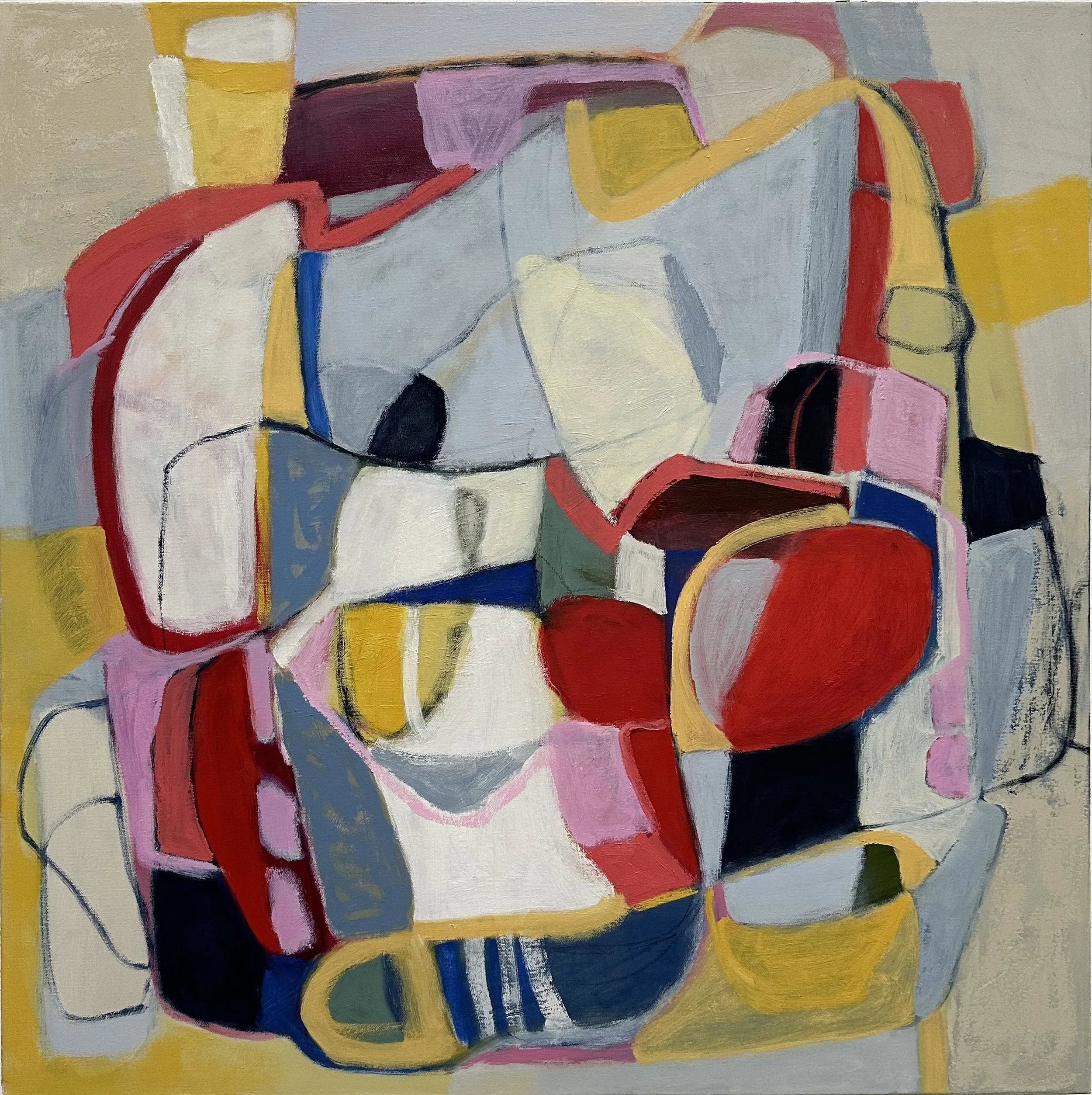 EARLY BLOOM #2; Oil/pigment stick on canvas; 30 x 30 inches. 