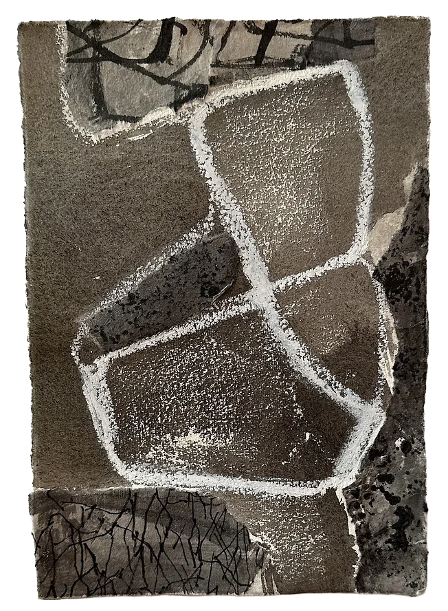 Sitting
Collage, India ink, white oil pastel
7.5" x 11"