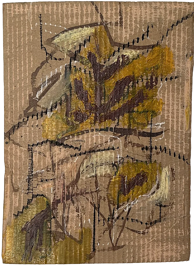 MMoC #8
Ink, pigment stick, pastel on cardboard
14" x 11"