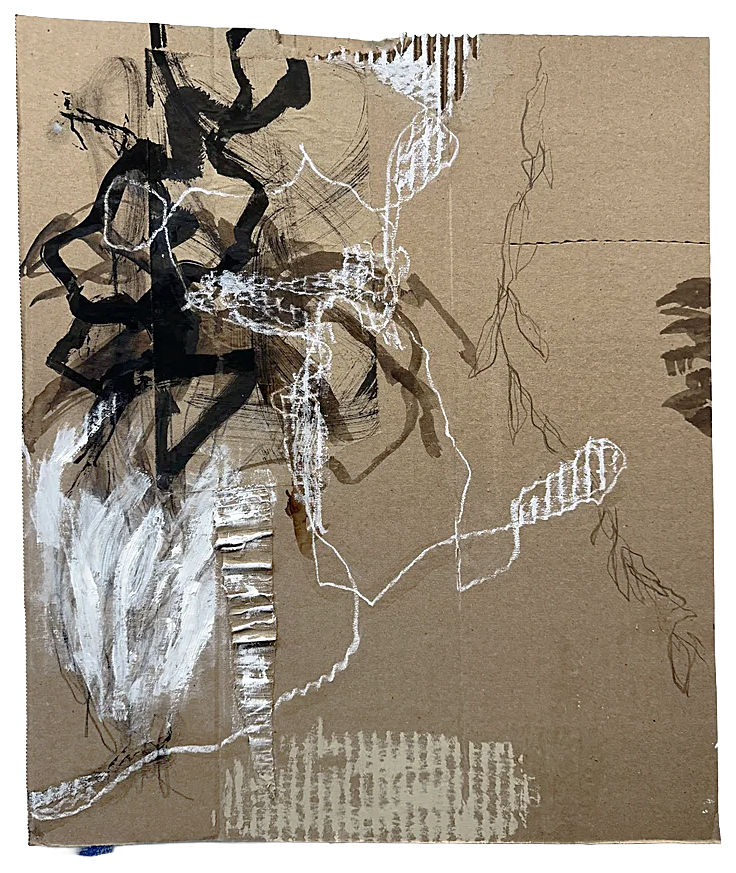 MMoC#6
Ink, oil pastel, pencil on cardboard
14" x 11"