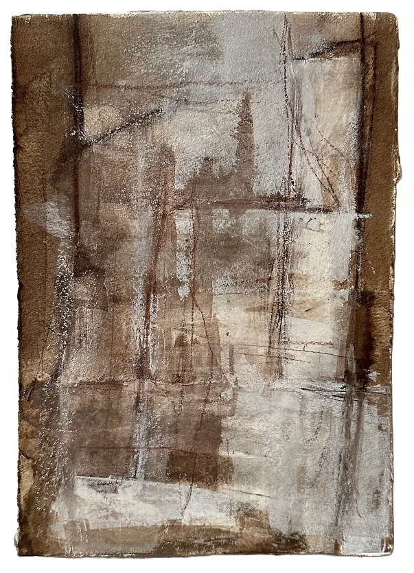 Brown Plaid
Walnut ink, washi collage, crayon, gesso
7.5" x 11"